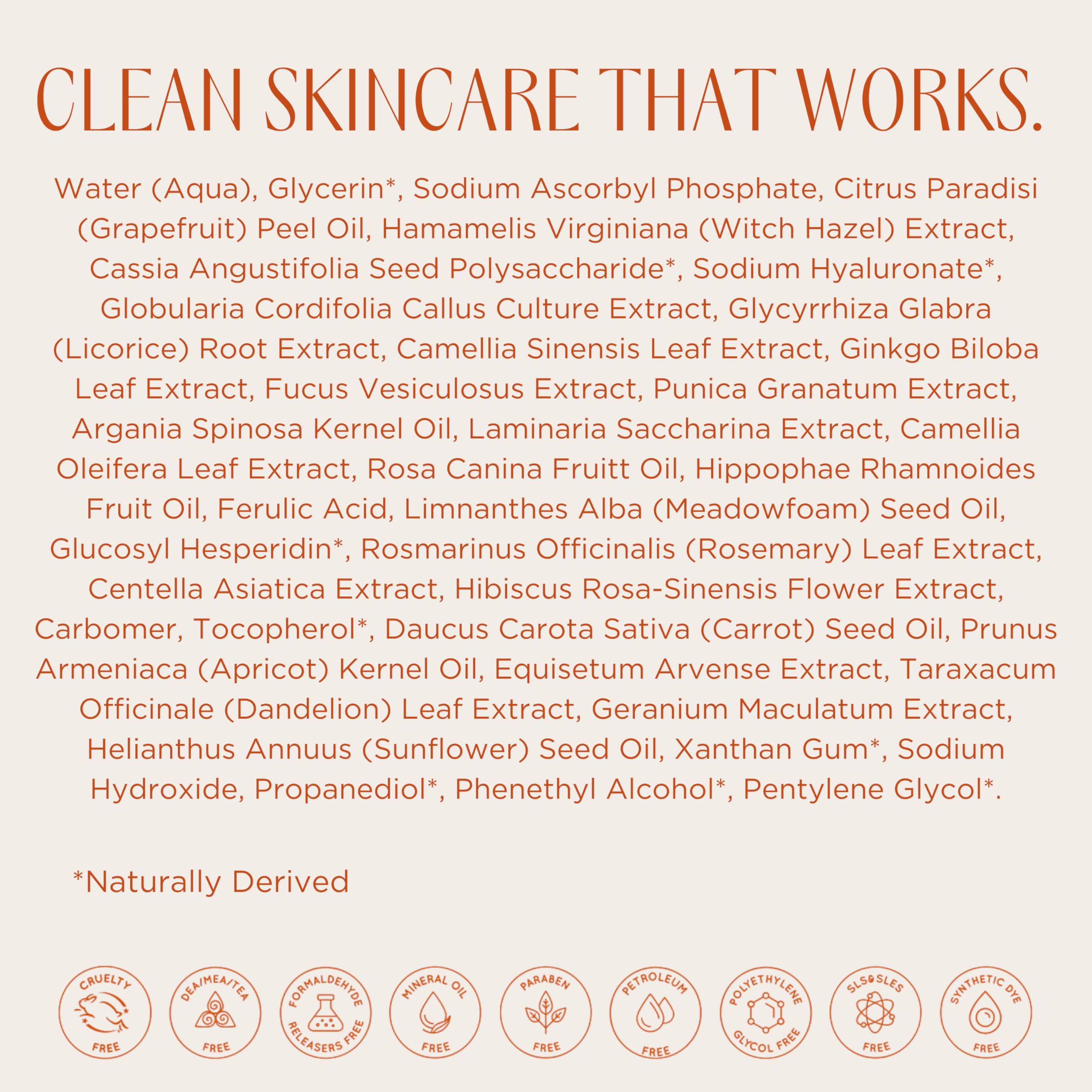 InstaNatural Vitamin C Face Serum, Brightens, Hydrates and Reduces Signs of Aging, with Vitamin C, Hyaluronic and Ferulic Acid, 1 FL Oz