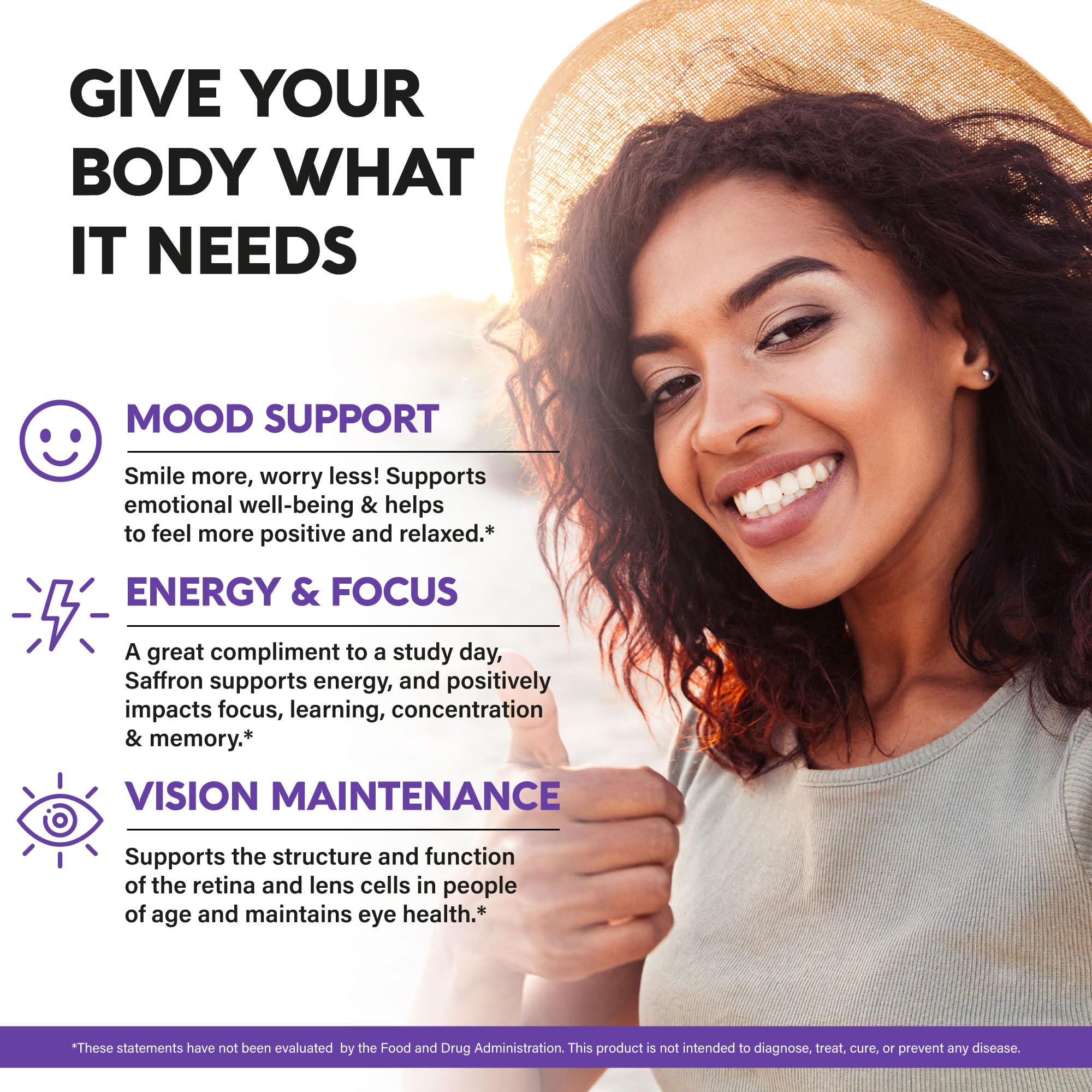 Natural Saffron Supplements - Pure Saffron Extract 88.5 mg - Mood | Focus | Vision | Energy Support - Eye Health for Women & Men - Lab Tested - NonGMO Vegan Pills