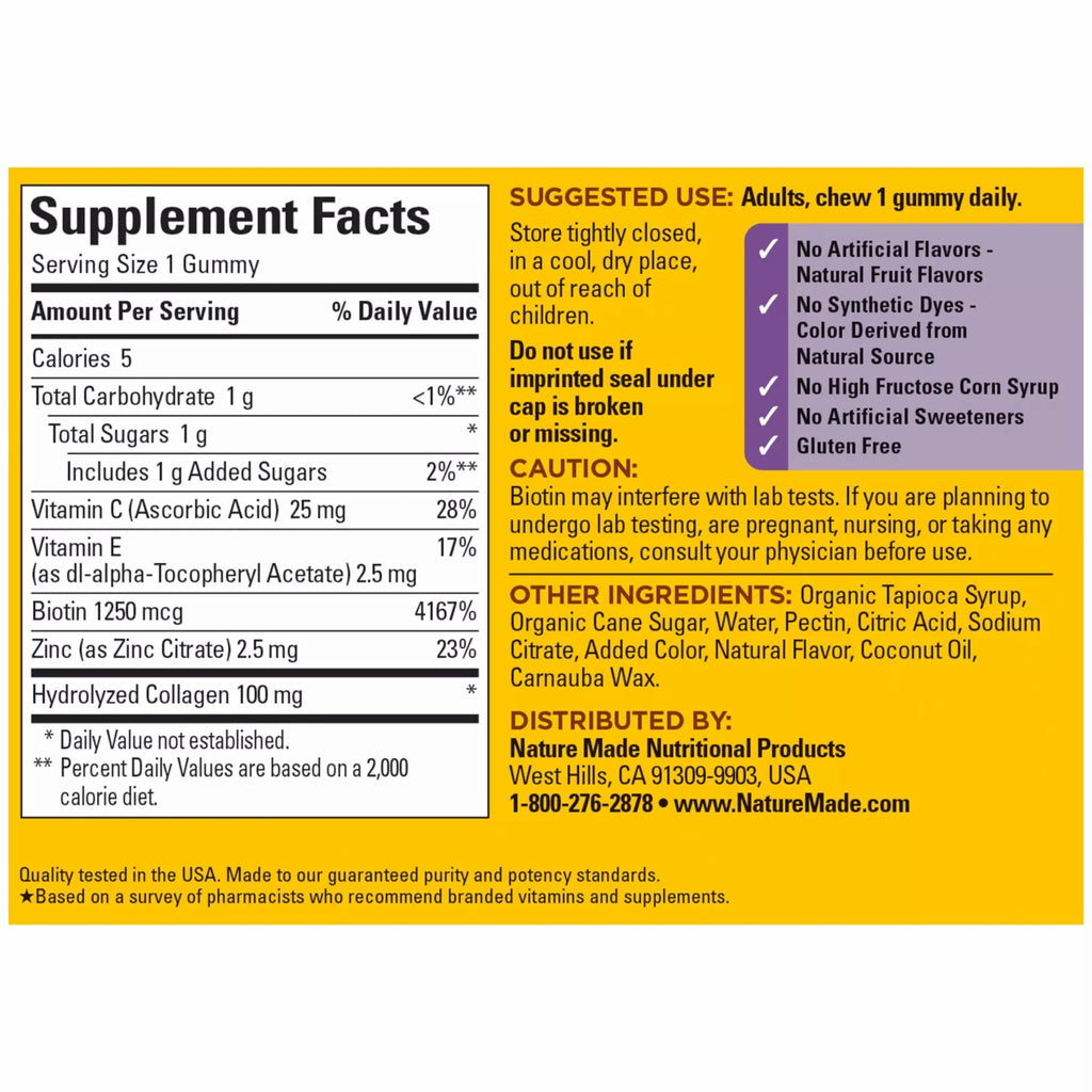 Nature Made Collagen Gummies with Vitamin C, Zinc, Biotin, Hydrolyzed Collagen Peptides for Women and Men, Healthy Skin Support Supplement, 60 Gummies, 60 Day Supply Nature Made buy supplements Au