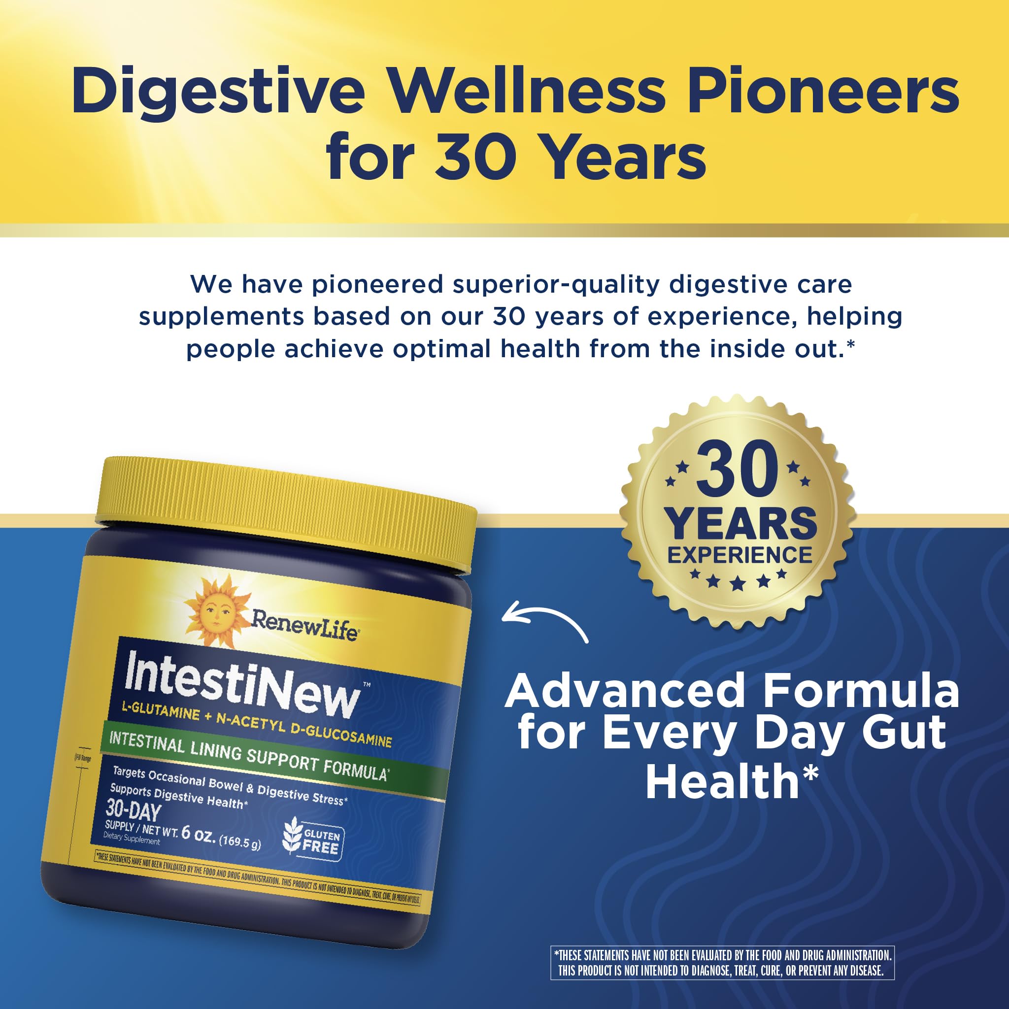 Renew Life IntestiNew Intestinal Lining Support Formula, Powder Supplement Supports Digestive Health, L-Glutamine
