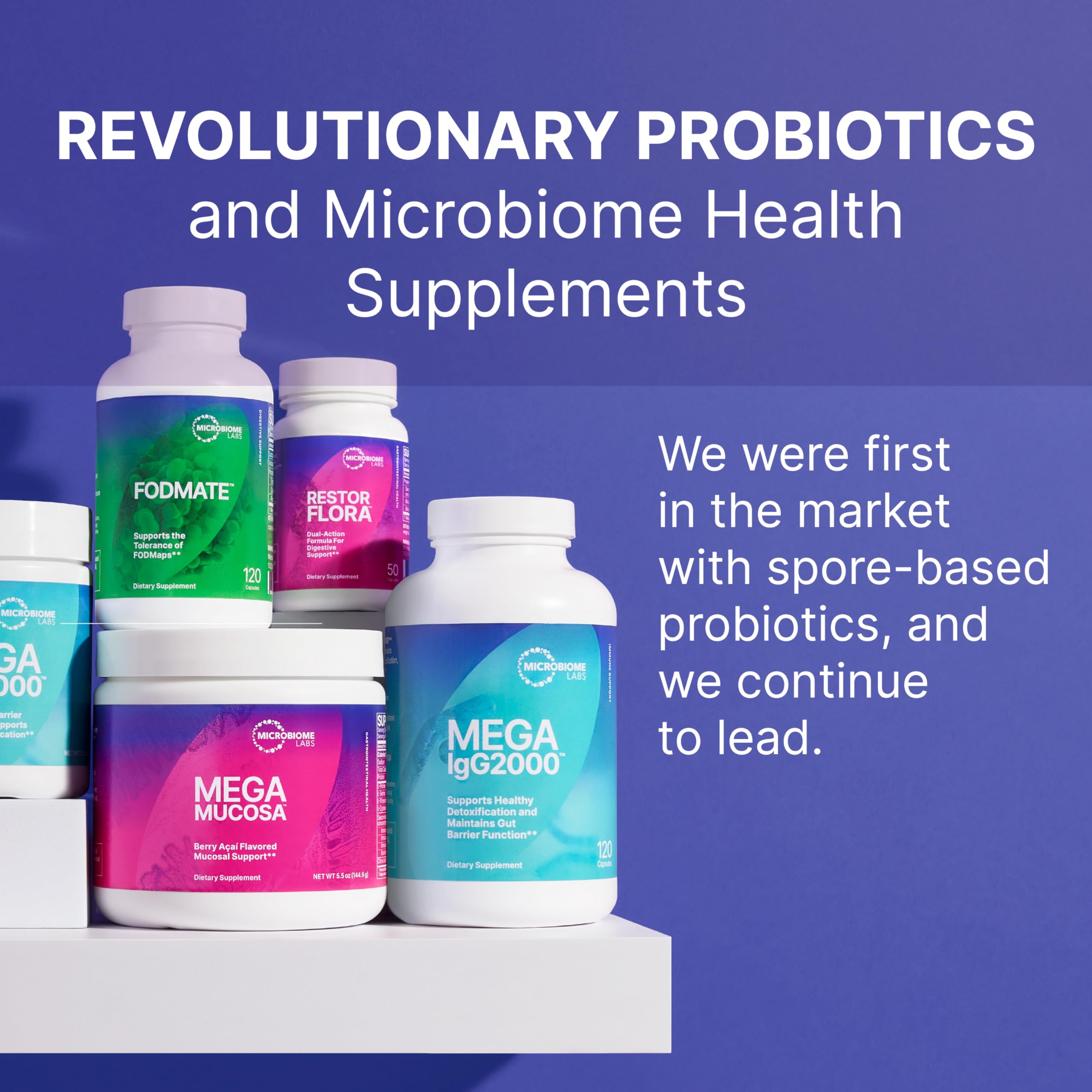 Microbiome Labs Total Gut Restoration Kit (Powder) - 3-Product Gut Health Spore Based Probiotic, Prebiotic Powder & Mucosal Immunoglobulin + Amino Acids Supplement