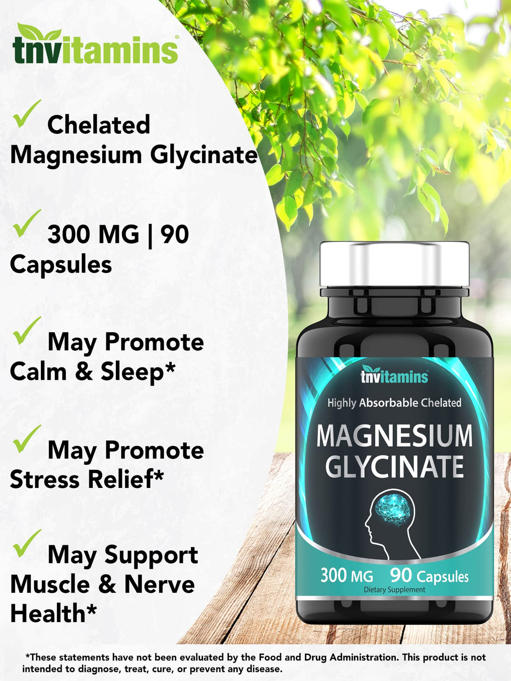 tnvitamins Magnesium Glycinate 300mg, 90 Capsules | High Absorption Chelated Magnesium for Sleep, Calm & Muscle Support* | Non-GMO, Gentle, Non-Laxative | TNVitamins tnvitaminsBuy Supplements Australia