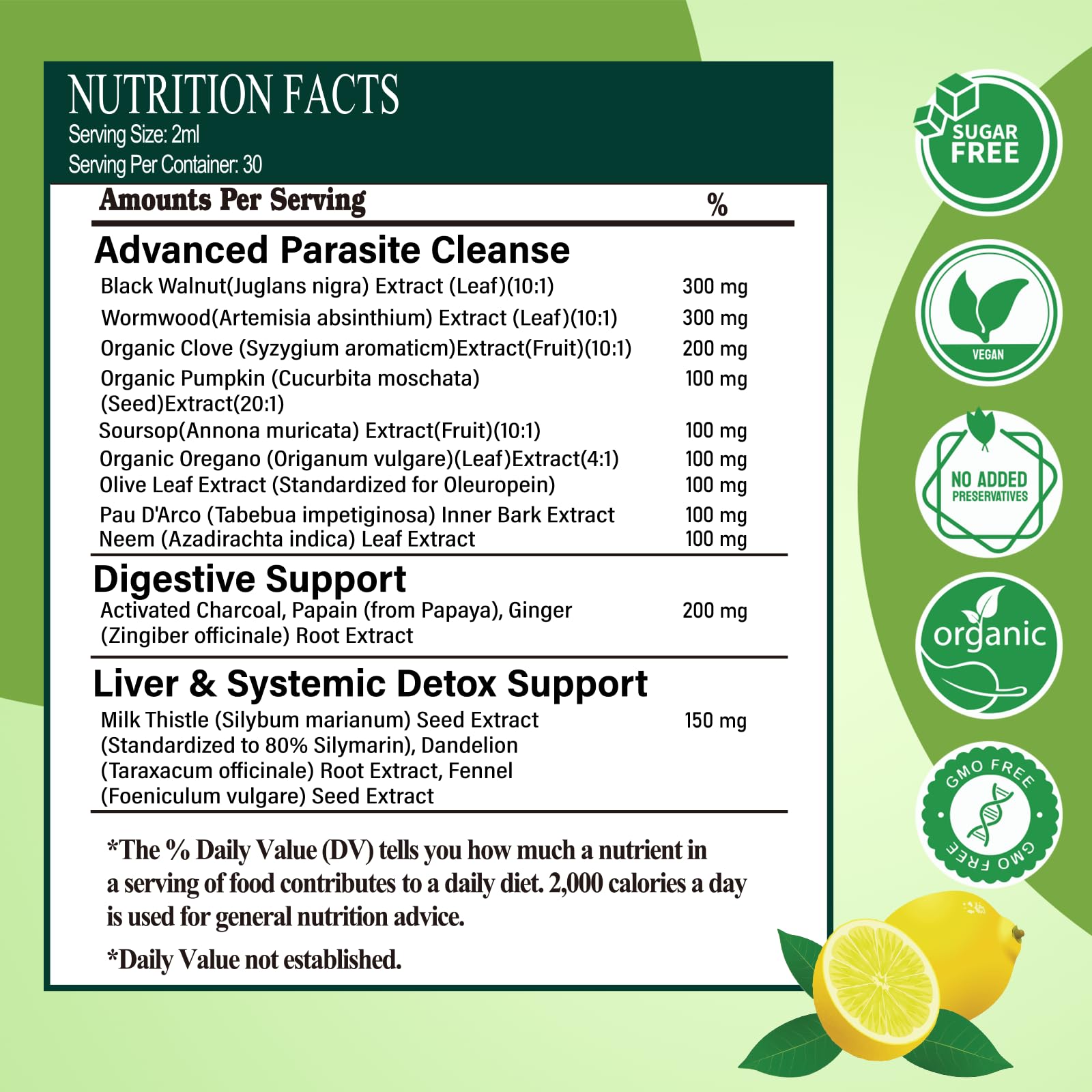 Wormwood Black Walnut Clove Cleanse Drops for Human, 15-in-1 Triple-Action Gut Detox & Digestive Wellness Organic Liquid Tincture w. Soursop PAU