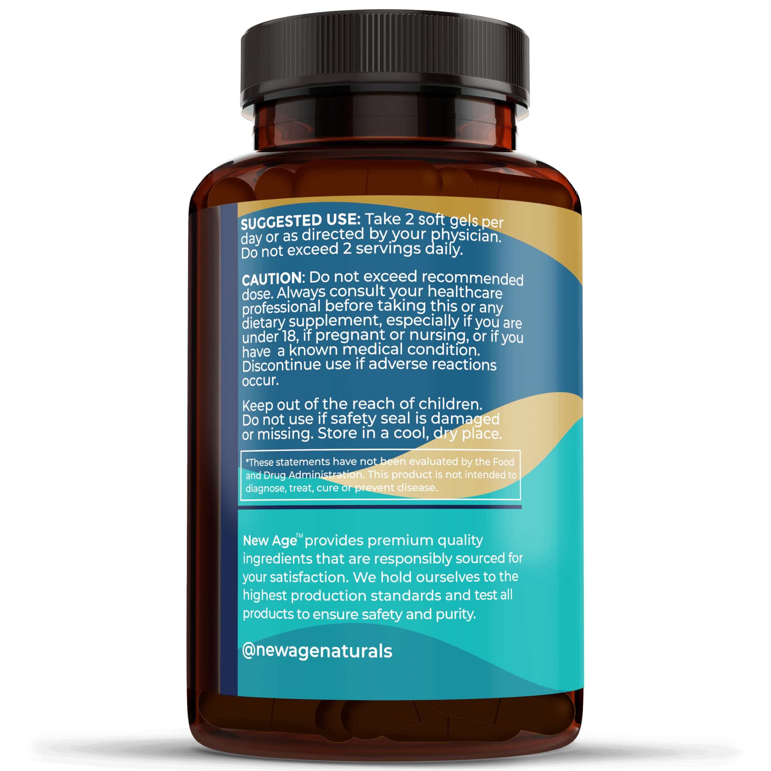 NEW AGE Omega 3 Fish Oil 2500mg Supplement Non GMO - EPA, DHA Fatty Acids Gluten Free (180 Softgels (Pack of 2))