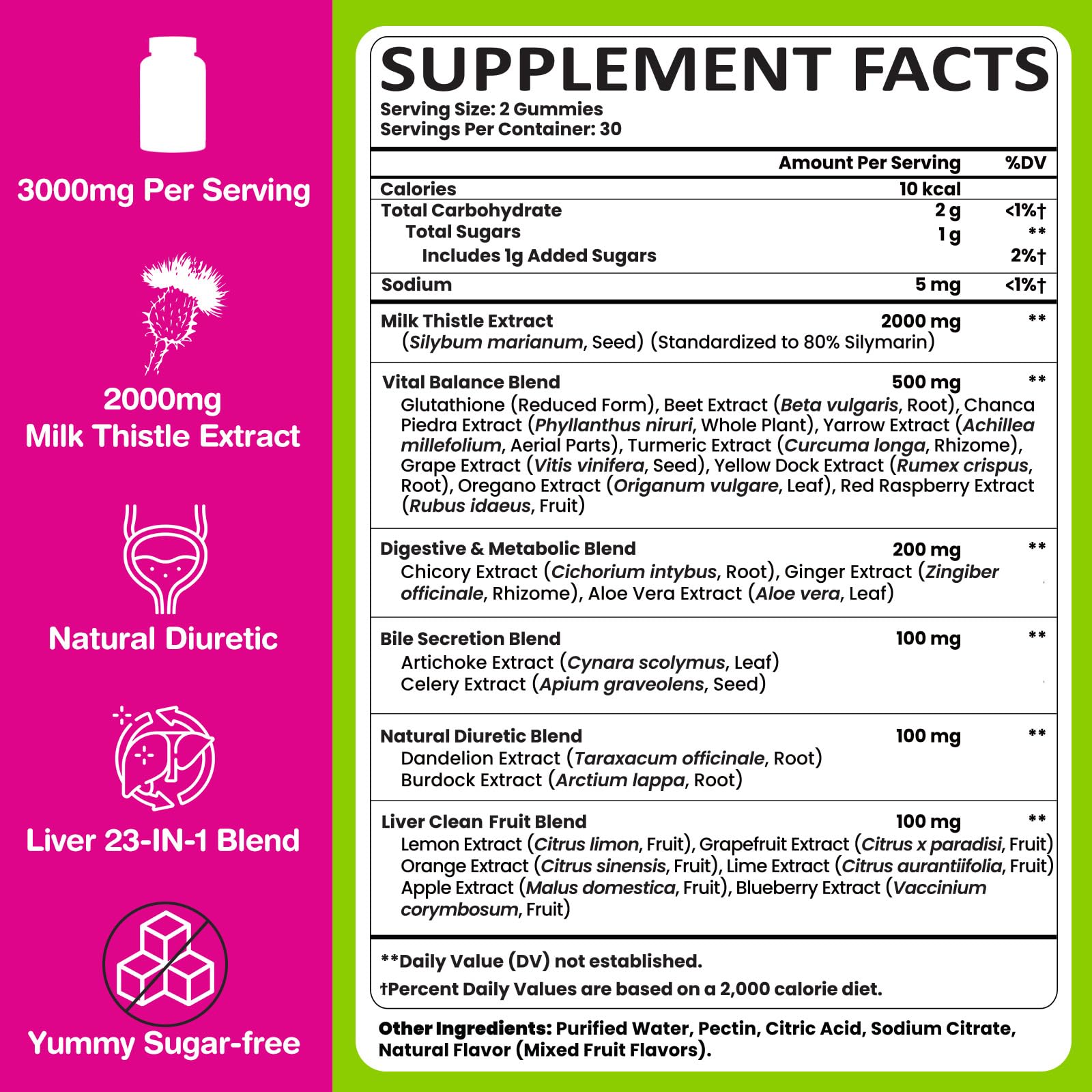 Liver Detox Cleanse & Repair, 2000 mg Milk Thistle Liver Detox, Liver Support Supplement with Glutathione, Dandelion Root, Turmeric & Artichoke, 23-in-1Herbal