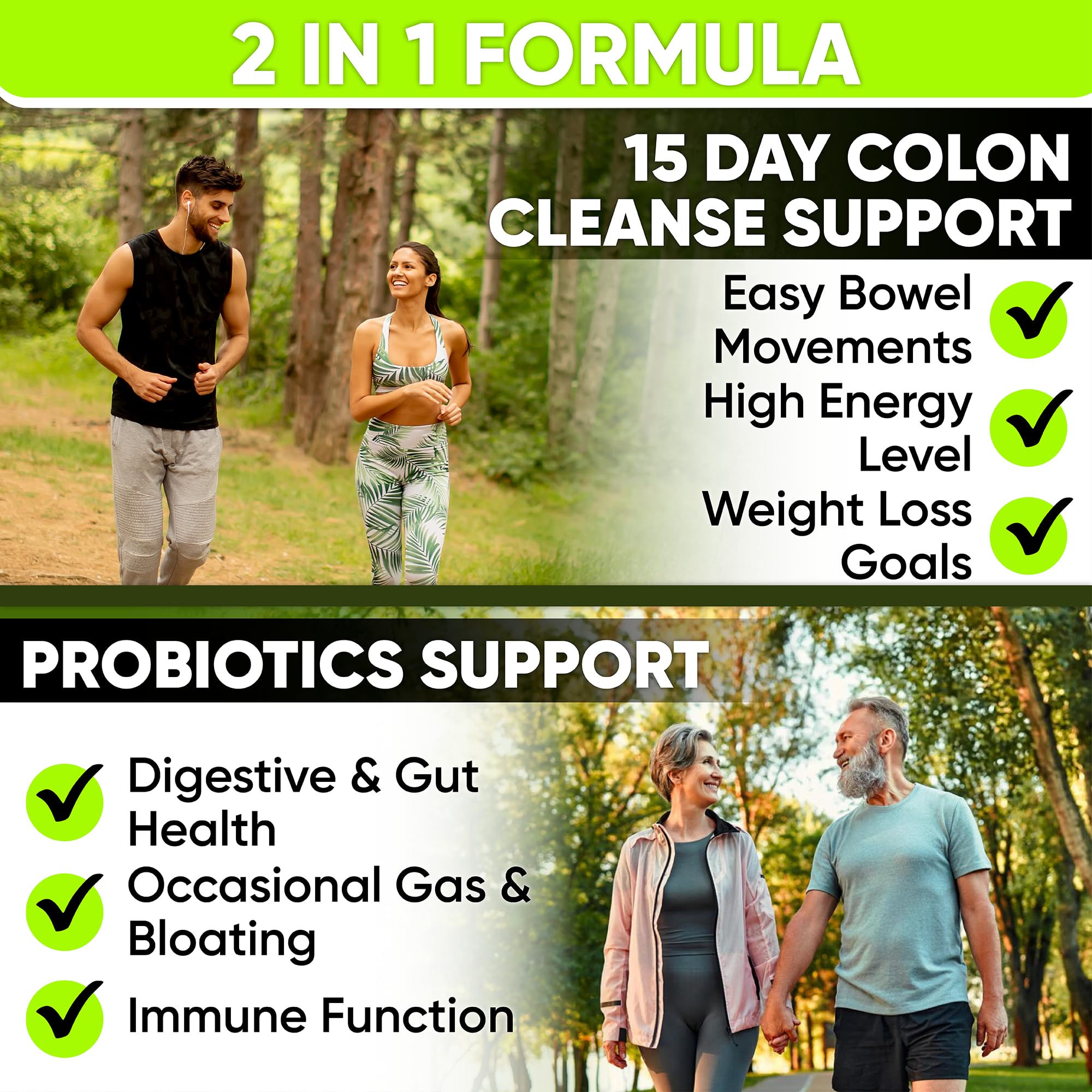 15 Day Gut Cleanse Detox for Women & Men - Advanced 15 Days Colon Cleanse with Probiotics and Psyllium Husk for Constipation Relief, Digestive Health,