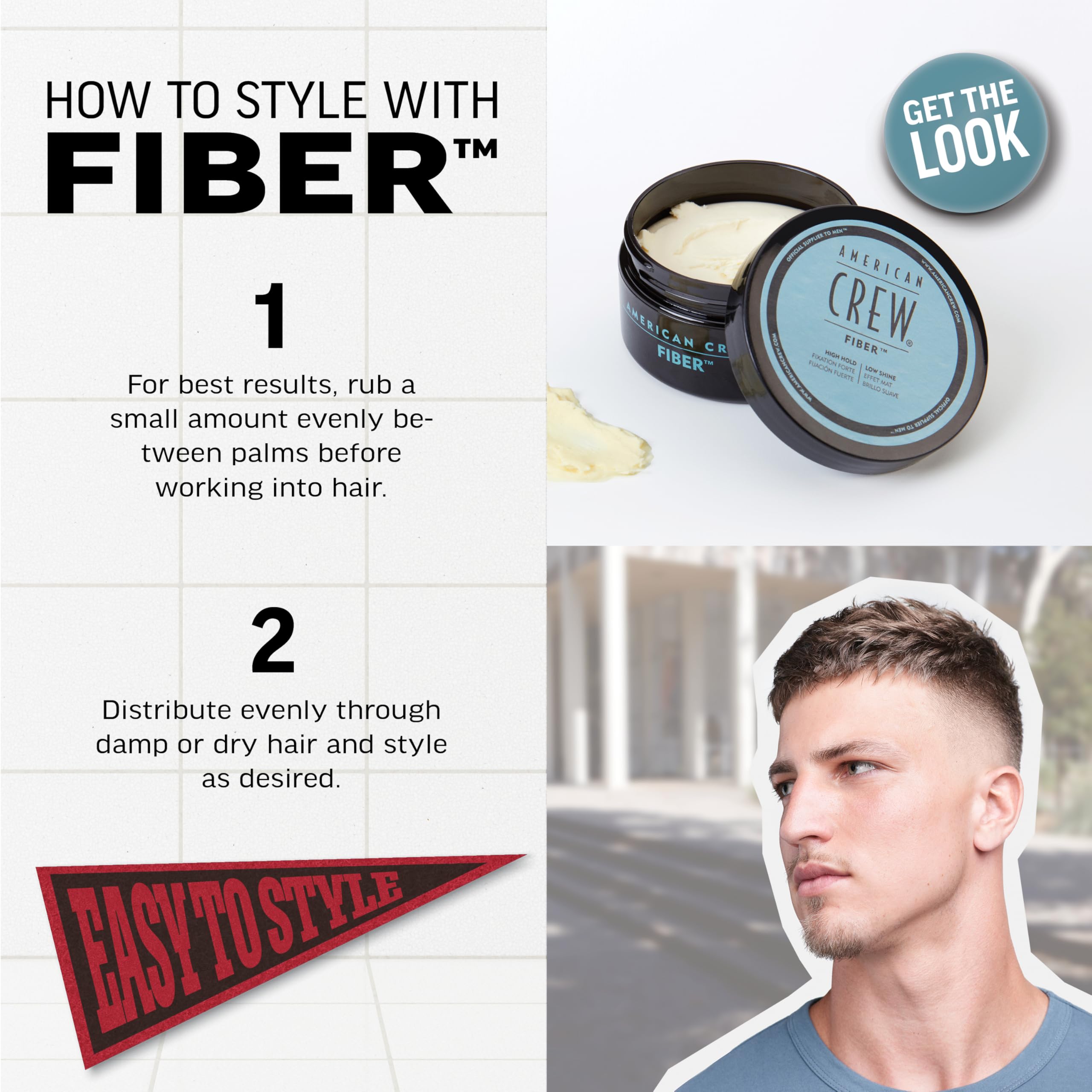 American Crew Men's Hair Fiber, Like Hair Gel with High Hold & Low Shine, 3 oz