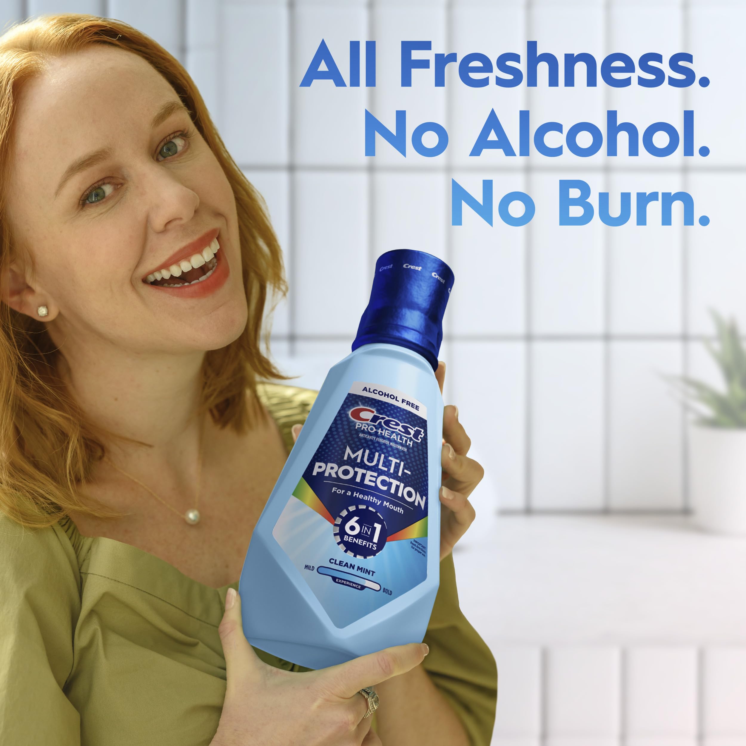Crest Mouthwash Pro Health Multi-Protection, 1L, 2 Pack, 6-in-1 Benefits, Alcohol Free, Enamel Repair, Breath Freshener, Anti Cavity, Fluoride mouthwash, Bad Breath Treatment