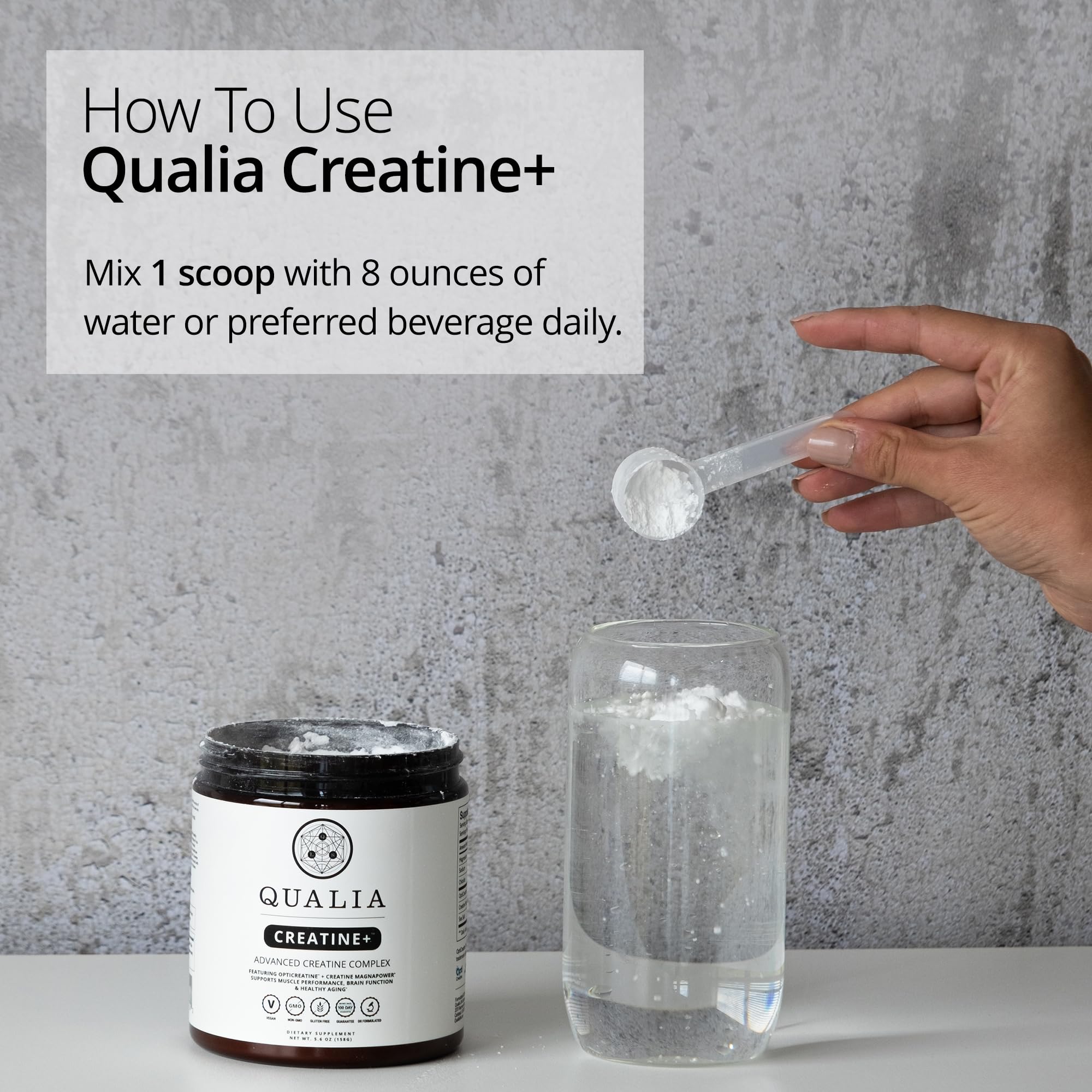 Qualia Creatine | Advanced Creatine Complex | 2 Sources + Magnesium | Optimized Absorption | Muscle Performance, Brain Function,