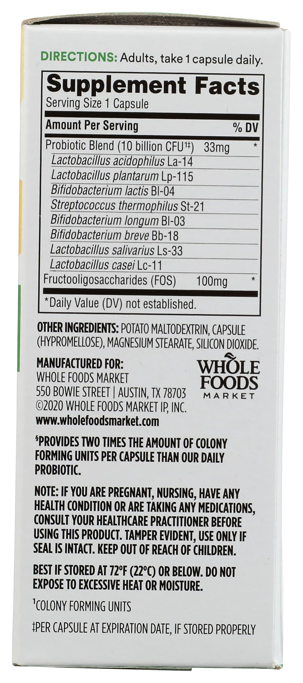 365 by Whole Foods Market, Extra Strength Daily Probiotic 10 billion CFU, 30 ct
