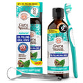 GuruNanda CocoMint Oil Pulling Mouthwash for Complete Oral Hygiene, 7 Essential Oils & Vitamins for Happy Teeth & Gums & Fresh Breath with Toothbrush & Tongue Scraper
