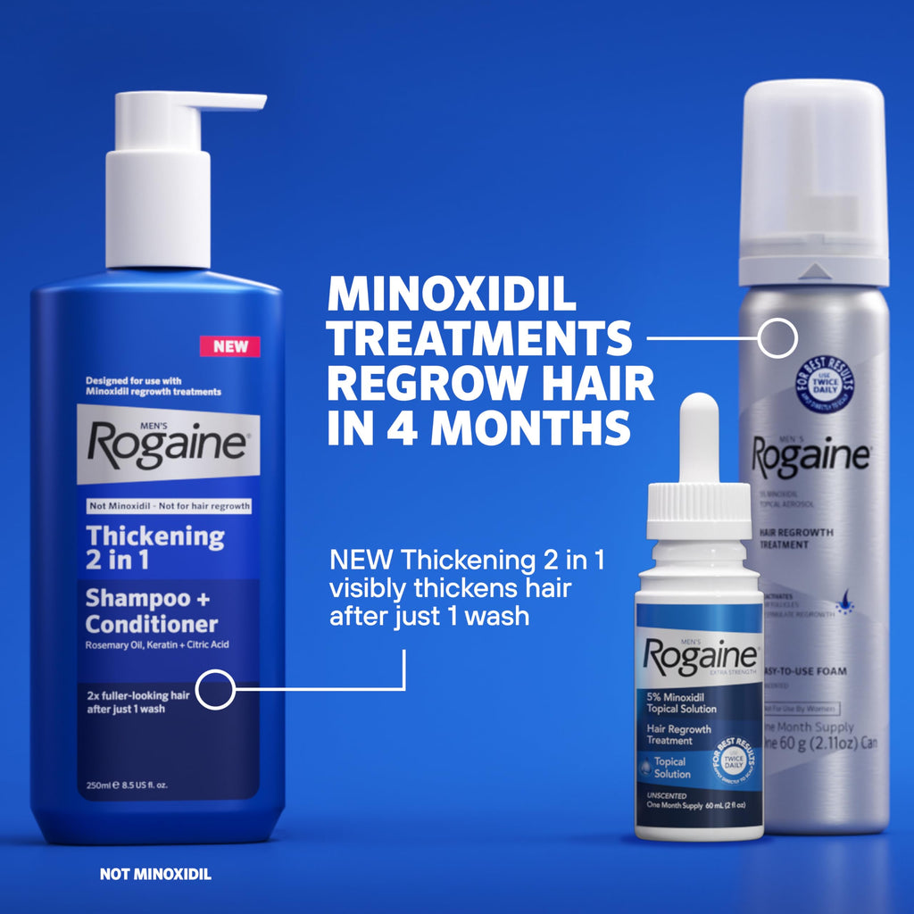 Men’s Rogaine 5% Minoxidil for Men Foam, Clinically Proven Regrowth for Thinning Hair, Topical Hair Loss Treatment, Unscented Topical Aerosol, Results in 8–16 Weeks