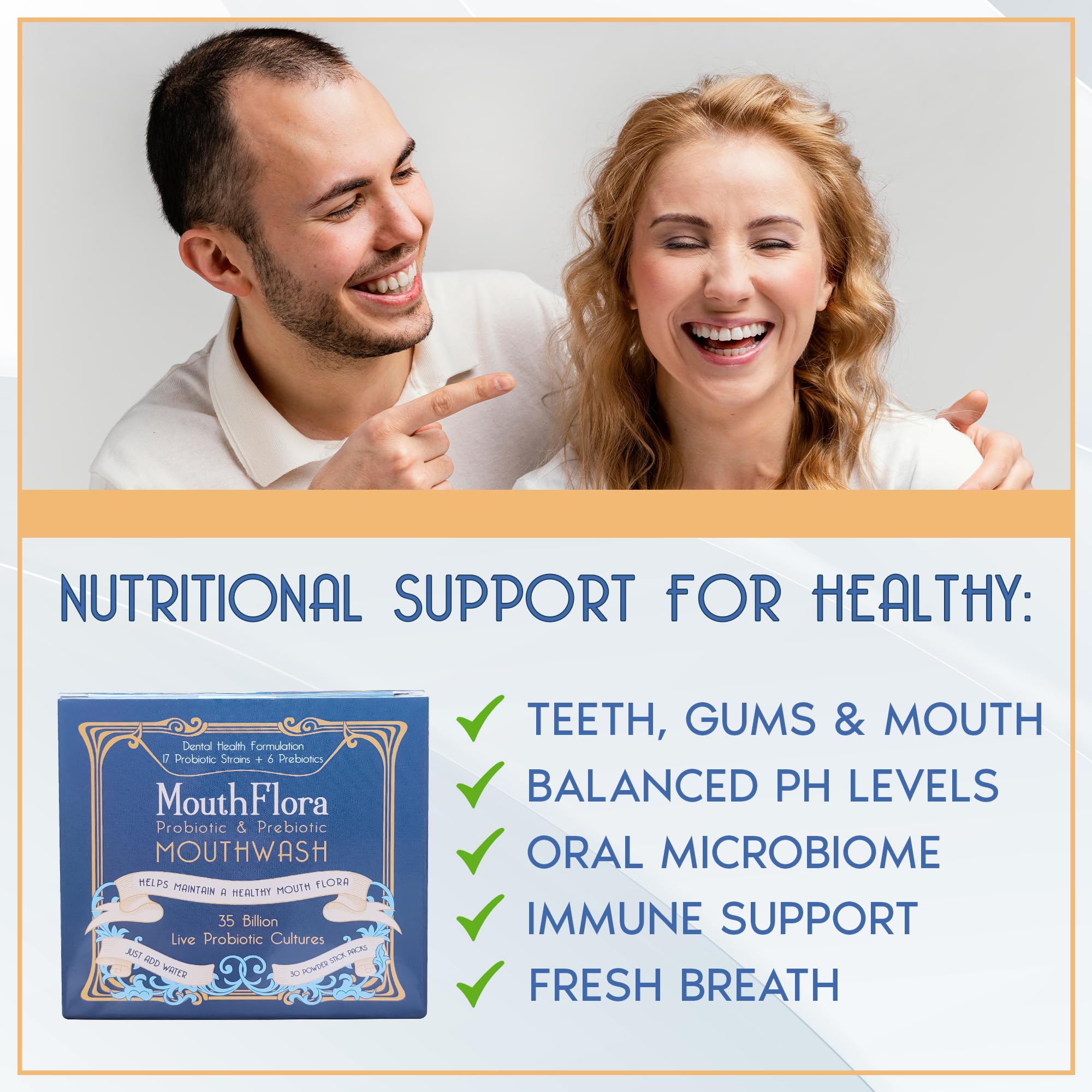 Probiotic & Prebiotic Mouthwash | Gentle Mouthwash for Sensitive & Oral Thrush-Prone Mouths | Soothing, pH Balancing