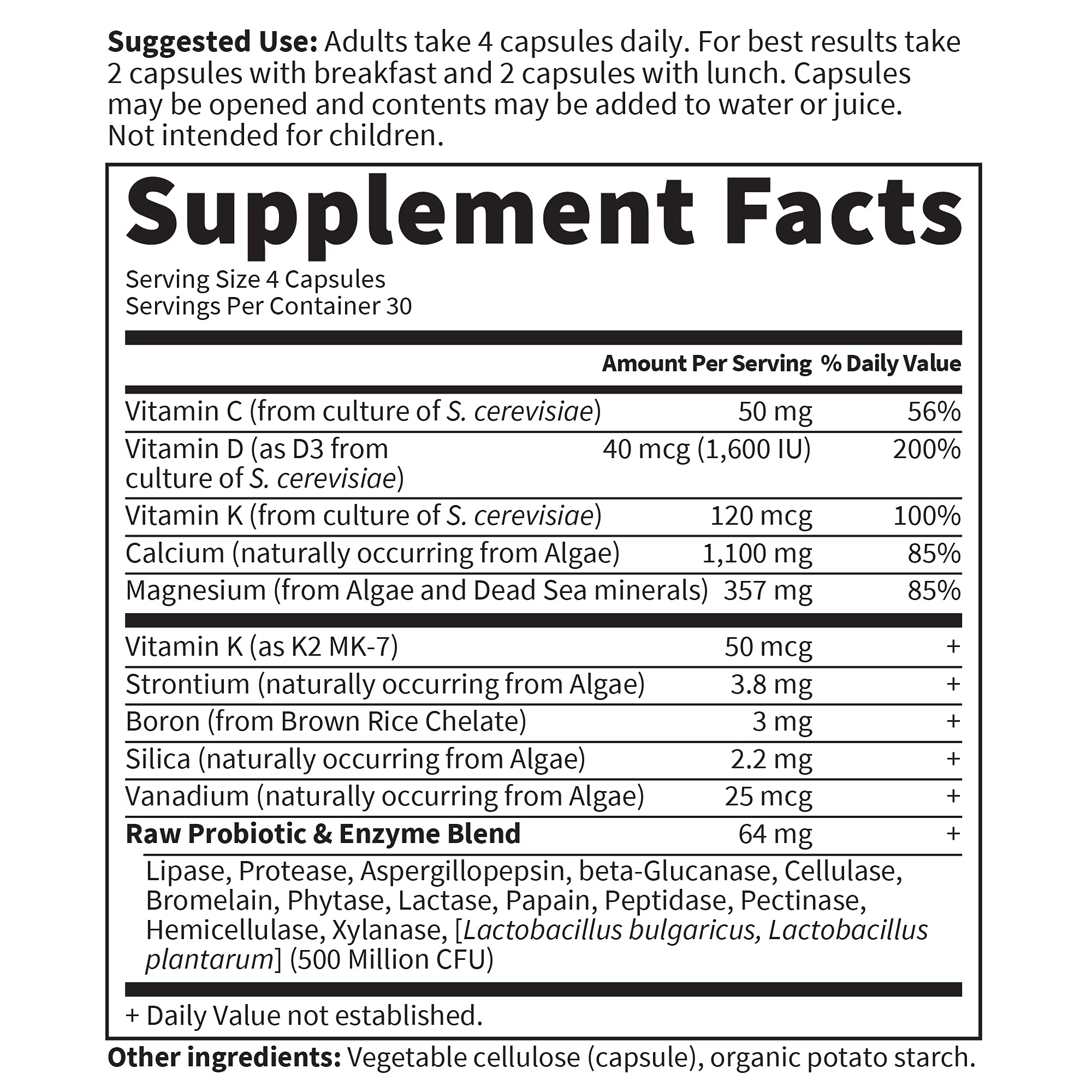 Garden of Life Raw Calcium Supplement for Women and Men - Vitamin Code Made from Whole Foods with Magnesium, K2, Vitamin D3 and Vitamin C plus Probiotics for Digestion, 120 Capsules Garden of Life buy supplements Au
