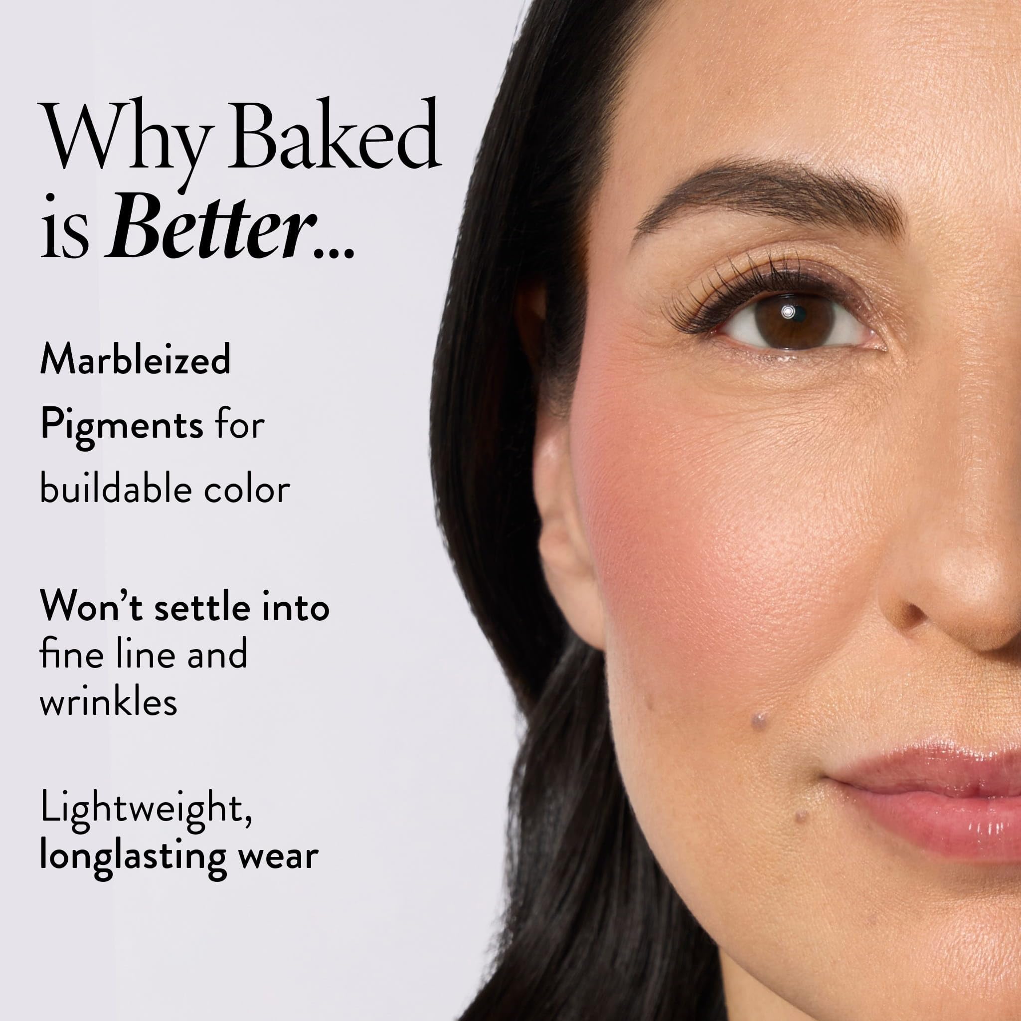 LAURA GELLER NEW YORK Baked Blush-n-Brighten for Mature Skin - 04 Cherry Custard - Powder Blush Won't Settle into Fine Lines - Buildable Natural Finish – Longlasting Formula - Made in Italy