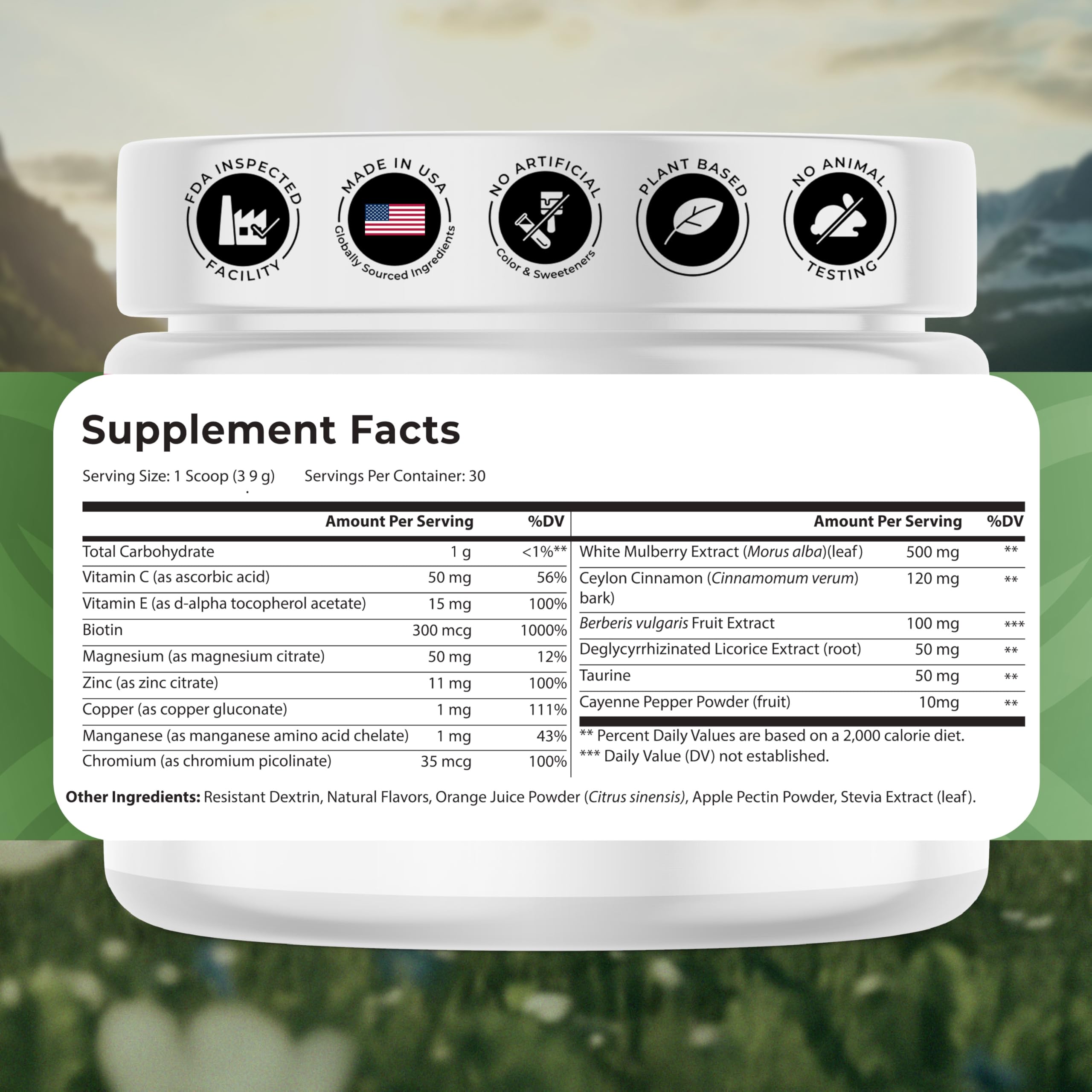 NATURES BLAST Gluco-Powder with White Mulberry Extract & Ceylon Cinnamon - Organic Metabolic Wellness Blend for Energy & Vitality, 1 Bottle