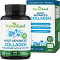 ForestLeaf Multi Collagen Pills with Hyaluronic Acid + Vitamin C | Hydrolyzed Collagen Supplements for Women or Men | Multi Collagen Capsules Peptides for Skin