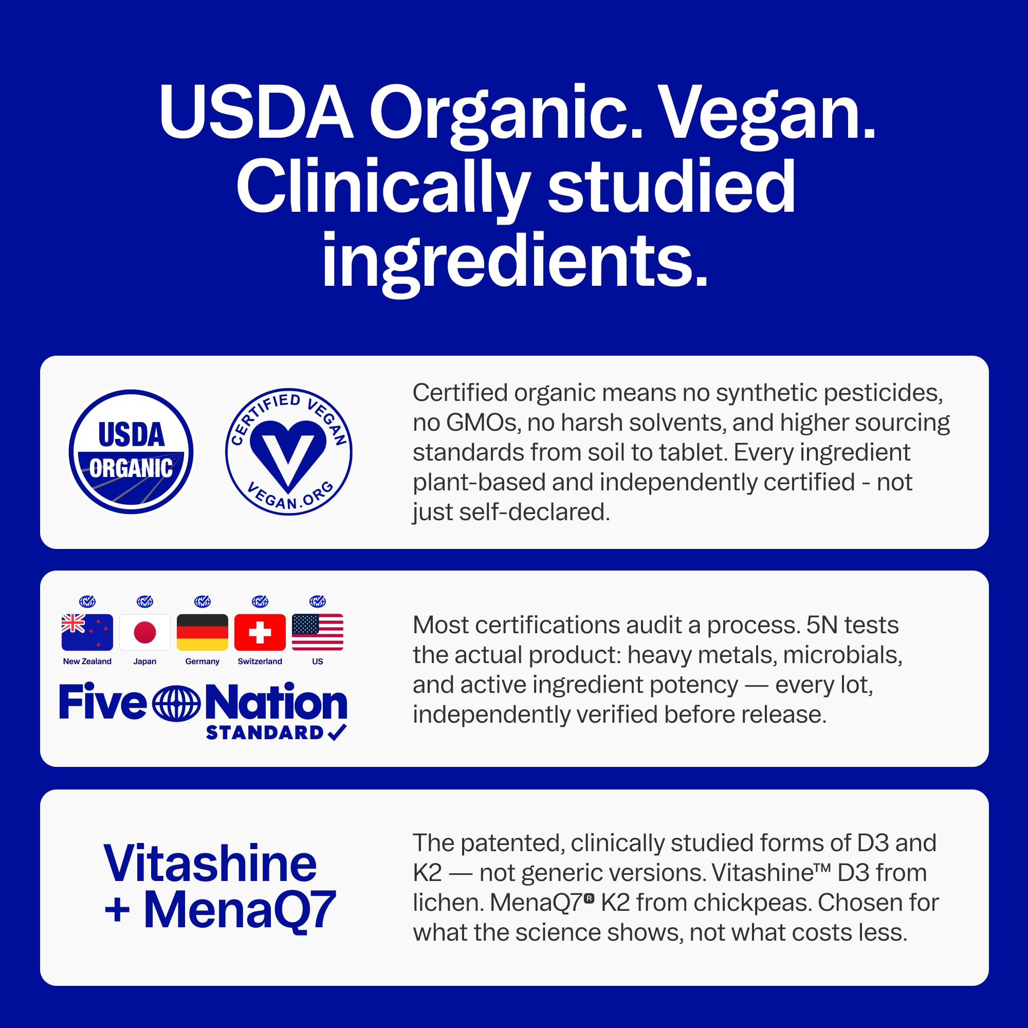 Ora Organic Vitamin D3 5000IU + K2 - Vegan Vitamin D from Lichen and K2 from Chickpeas for Bone Health, Immune Support, & Mood, Maximum Absorption - 1 Month Supply, 30 Chewable Tablets