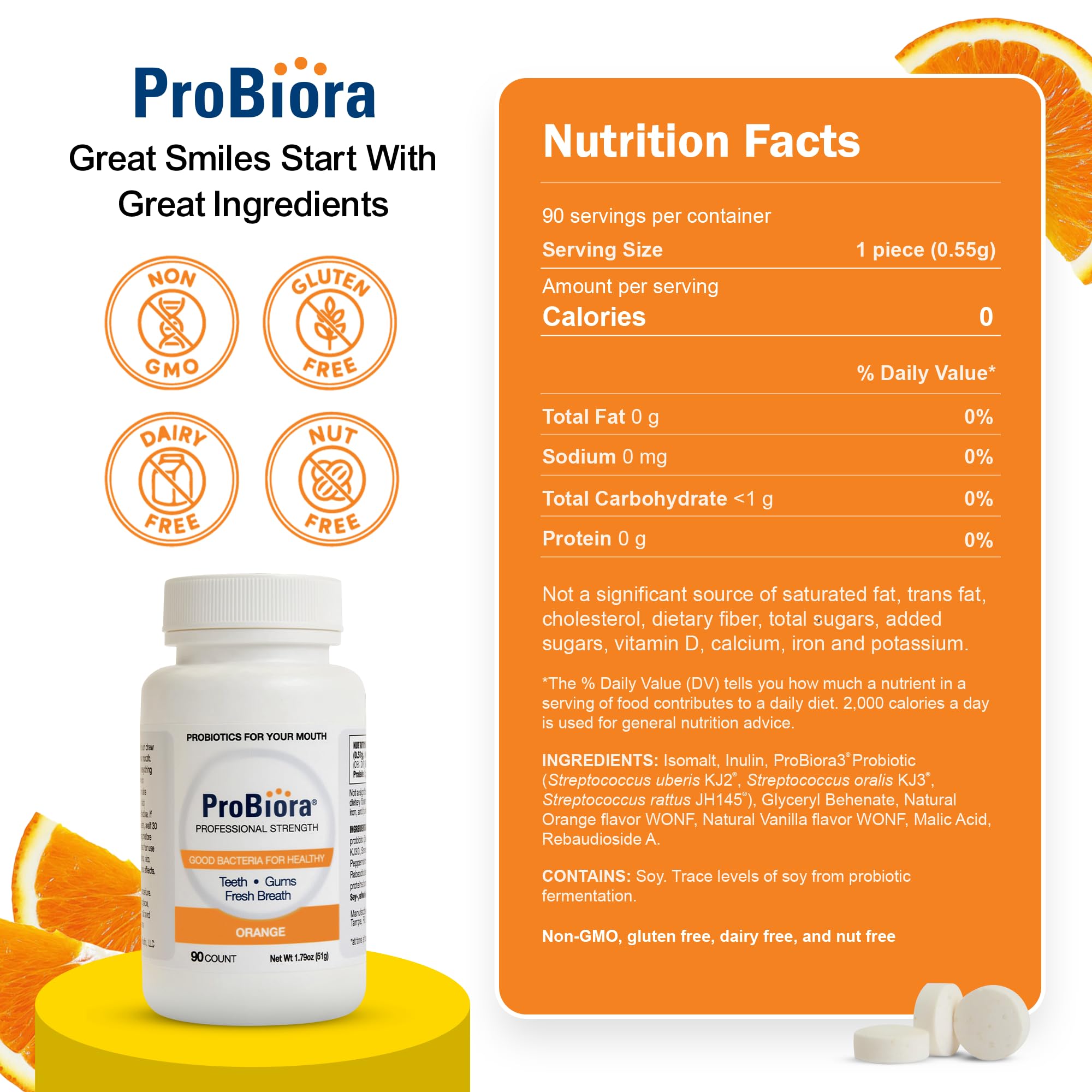 ProBiora Professional Strength Oral Probiotics for Teeth and Gums | Dental Probiotic for Oral Health | Bad Breath Treatment for Adults | Tooth Whitening