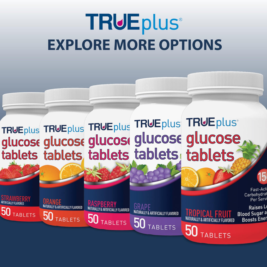 TRUEplus Glucose Tablets, Chewable, Watermelon Flavor, 15g Fast-Acting Carbohydrates, Dye Free, Gluten Free, No Fat, Boost Energy, 50 Count