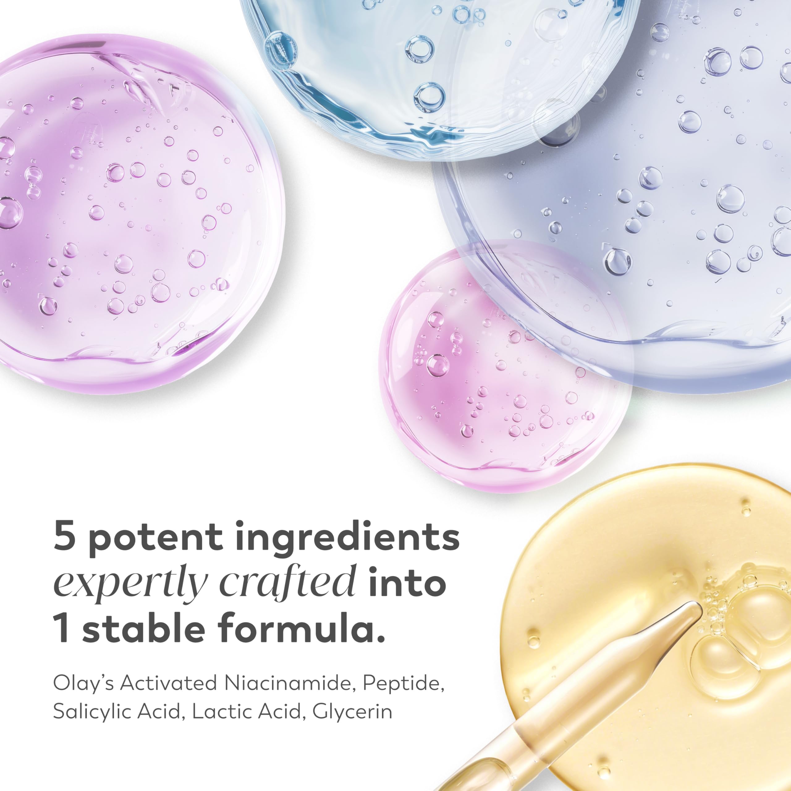 Olay Super Serum Night Repair, Fragrance-Free - Niacinamide, Peptide, Salicylic & Lactic Acid, Glycerin - 5-in-1 Skin Care Benefits - Hydrating, Evens Tone