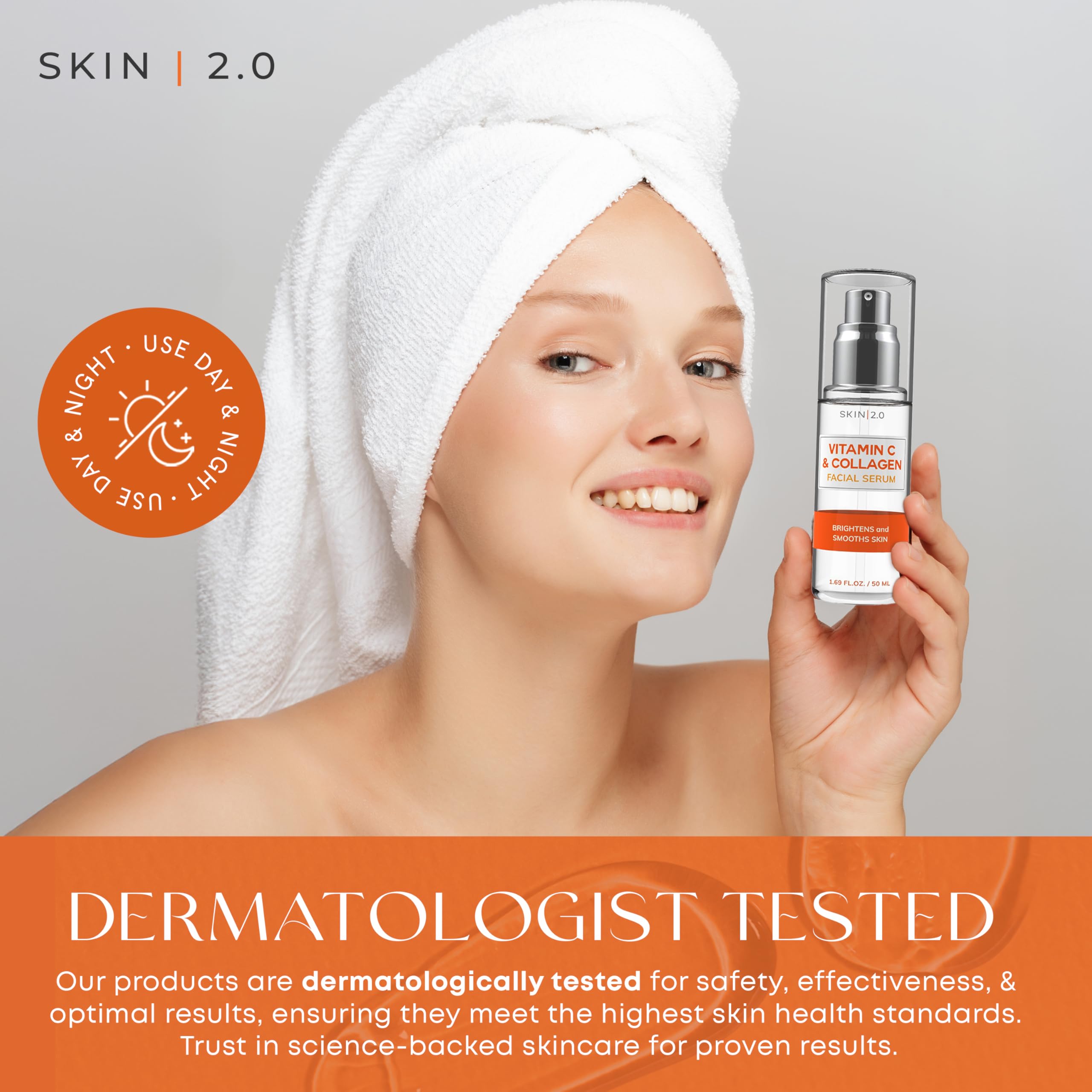 Skin 2.0 Vitamin C Serum - Dermatologist Tested, Anti-Aging & Dark Spot Remover - Brightening, Clean Beauty, Cruelty-Free,