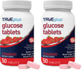 TRUEplus Glucose Tablets, Chewable, Strawberry Flavor, 15g Fast-Acting Carbohydrates, Fat Free, Gluten Free, Boost Energy, 50 Count (Pack of 2)