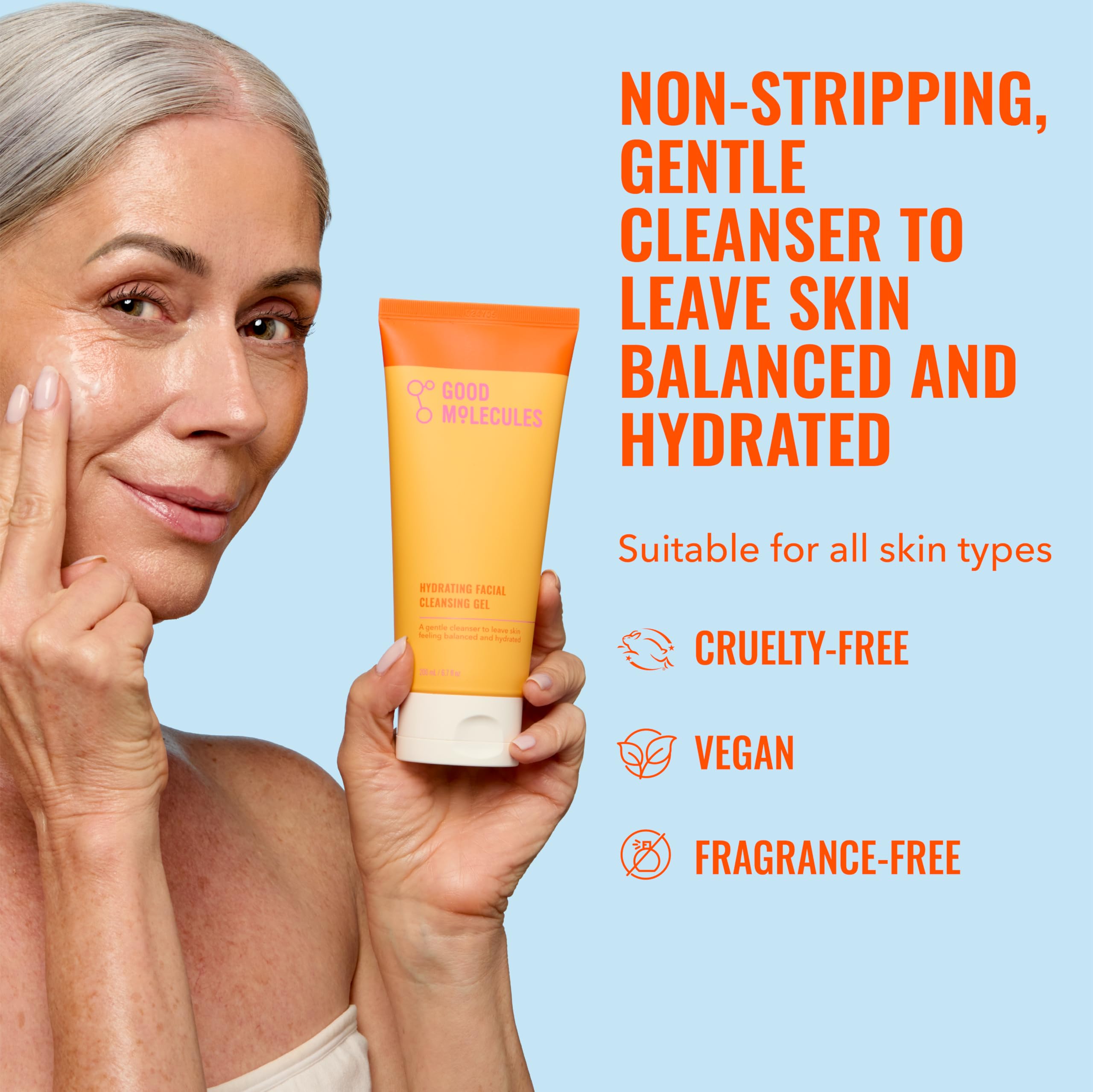 Good Molecules Hydrating Facial Cleansing Gel - Face Wash with Rosewater and Pineapple Extracts to Brighten, Cleanse, and Moisturize - Facial Cleanser, Skin Care