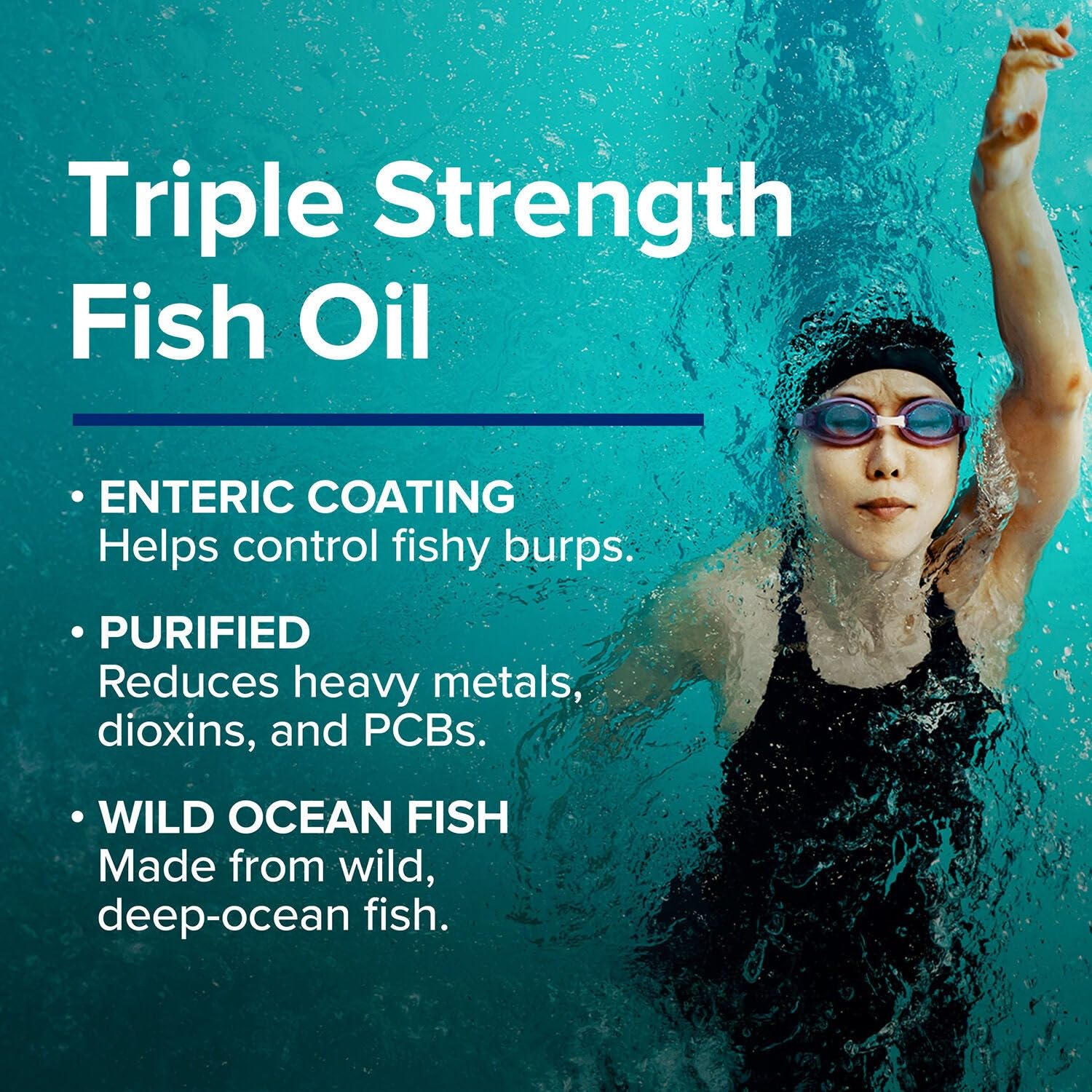 GNC Triple Strength Fish Oil Omega 3 Supplement, 1000mg EPA and DHA, Supports Heart, , Skin, Eye and Joint Health, 210 Softgels