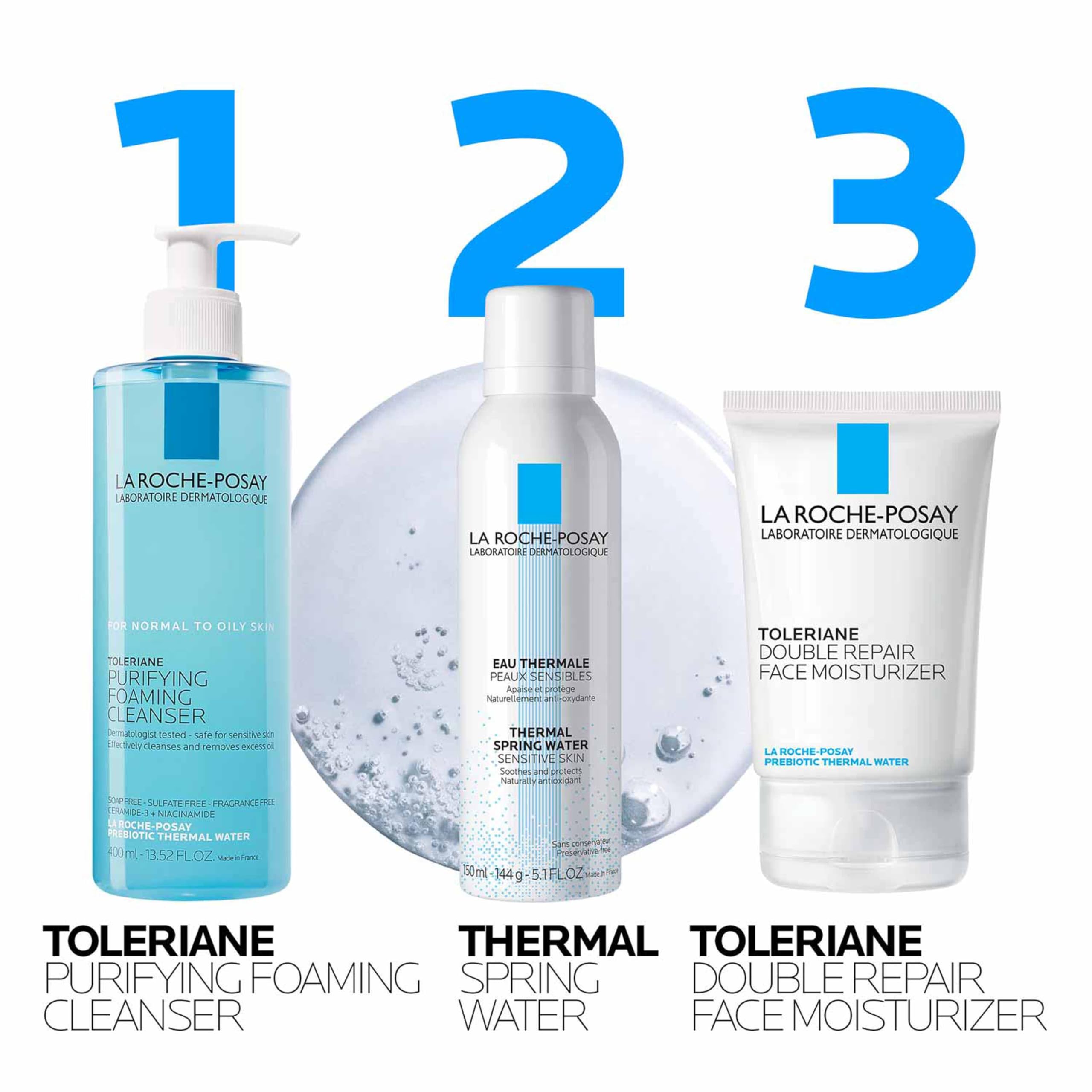 La Roche-Posay Toleriane Purifying Foaming Facial Cleanser, Niacinamide + Ceramides + Prebiotic Thermal Water, Oil Free Face Wash For Oily Skin, Pore Cleanser