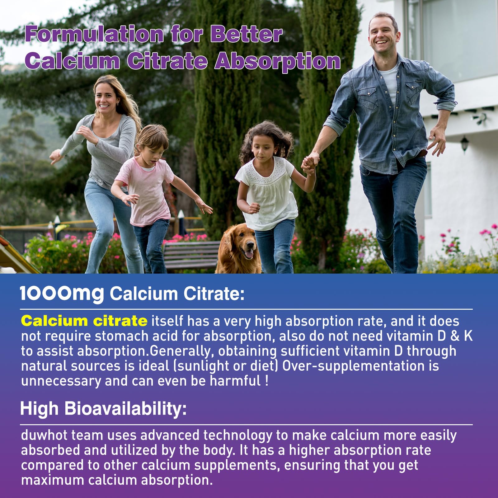 duwhot Calcium Citrate Gummies, Chewable Calcium Citrate 1000mg For Bone, Muscle & Immune Support, High Absorption Calcium Supplements for Women & Men