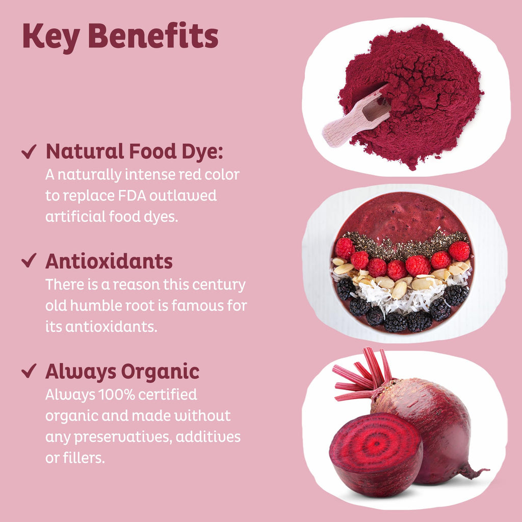 KOS Organic Beet Root Powder, USDA Organic - Natural Nitric Oxide Booster, Superfood Plant Based Beetroot Antioxidant, Supports Active Lifestyle & Healthy Circulation, Soy & Gluten-Free - 90 Servings KOS buy supplements Au