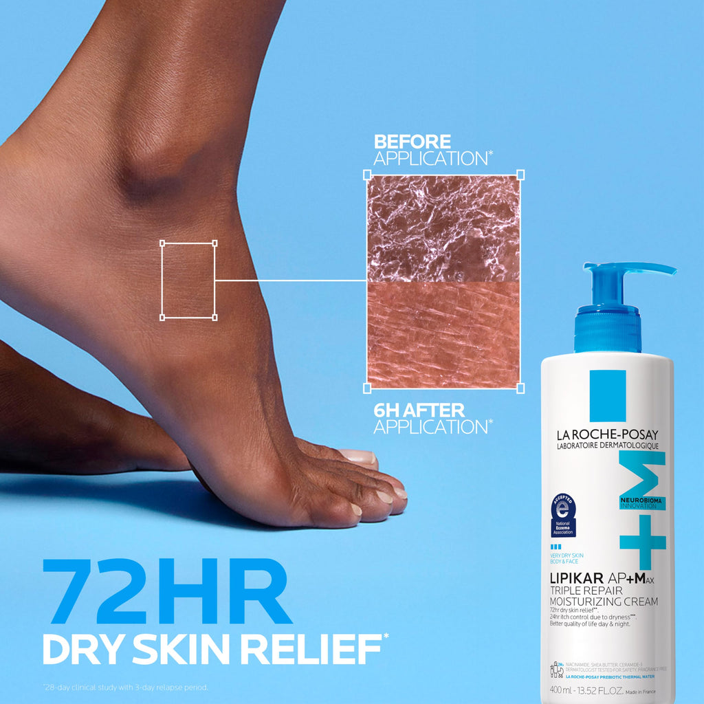 La Roche-Posay Lipikar AP+MAX Triple Repair Moisturizing Body Cream | Face & Body Lotion for Dry Skin with Shea Butter & Niacinamide | Gentle Moisturizer for Very Dry