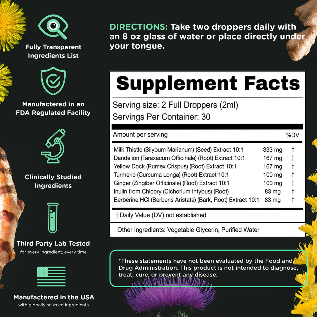 SuperBonsai Milk Thistle Herbal Liquid Supplement - Doctor-Formulated Botanical Blend with Milk Thistle and Dandelion Root - Vegan Non
