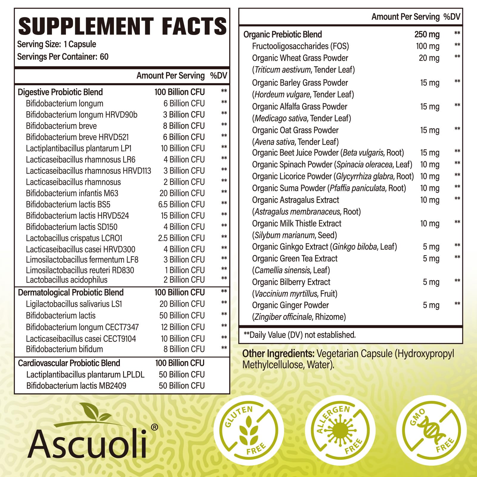 Probiotics for Women & Men - 300 Billion CFU, 24 Strains + 15 Organic Herbs Prebiotics Blend, Daily Probiotic for Digestive Health, Immune, Gut, Bloating - 120 Vegetarian Capsule (120-Days Supply)
