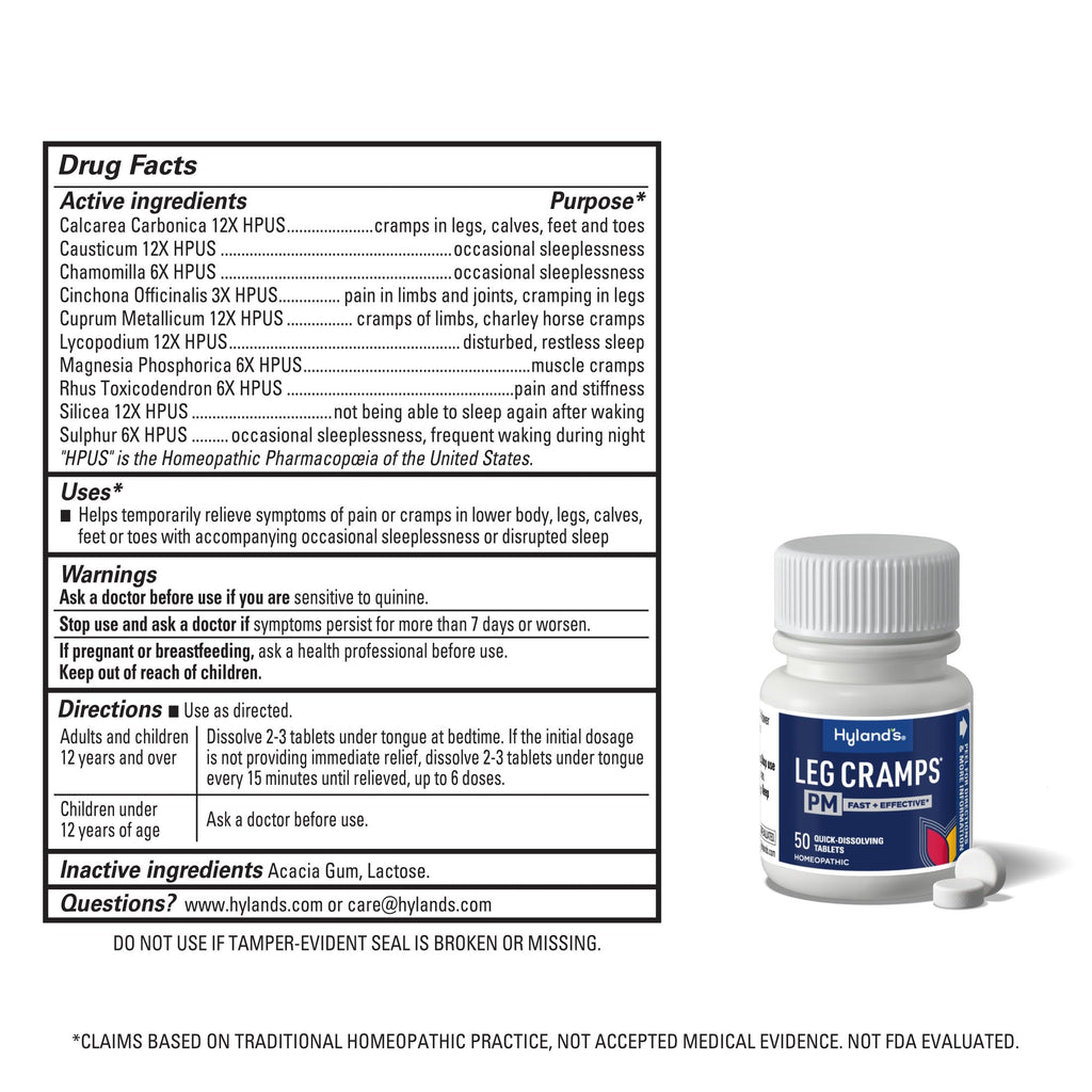 Hyland's Leg Cramps PM, Relief of Nighttime Leg, Calf, and Foot Cramps, 50 Quick-Dissolving Tablets 2-Pack (100 Total) Hyland'sBuy Supplements Australia