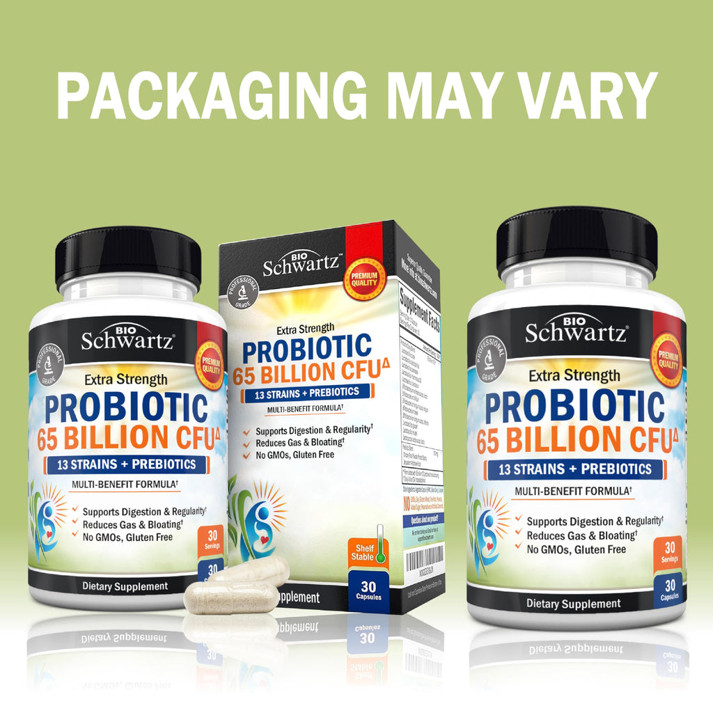 Probiotic 65 Billion - Probiotics with Prebiotic for Women & Men - Lactobacillus Acidophilus Digestive Health Capsules - Targeted Release Technology - Shelf Stable Supplement Non-GMO Dairy Free-30ct
