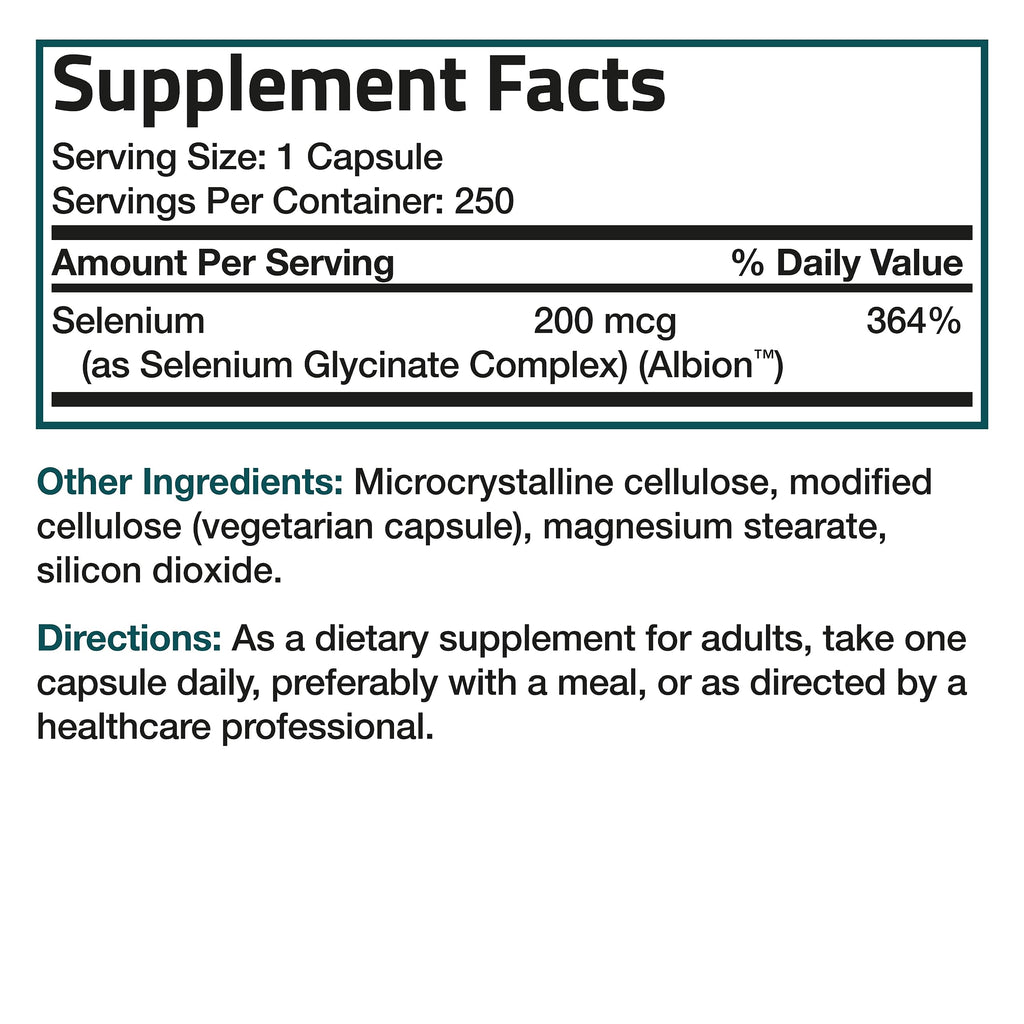 Bronson Selenium 200 mcg – Yeast Free Chelated Amino Acid Complex - Essential Trace Mineral with Superior Absorption