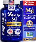 VitaUp Magnesium Glycinate 200mg - USA Made, Highly Absorbed, Non-GMO Magnesium for Relaxation, Deep Sleep, Bones & Heart - 200mg per Serving, 120 Vegan Capsules VitaUpBuy Supplements Australia