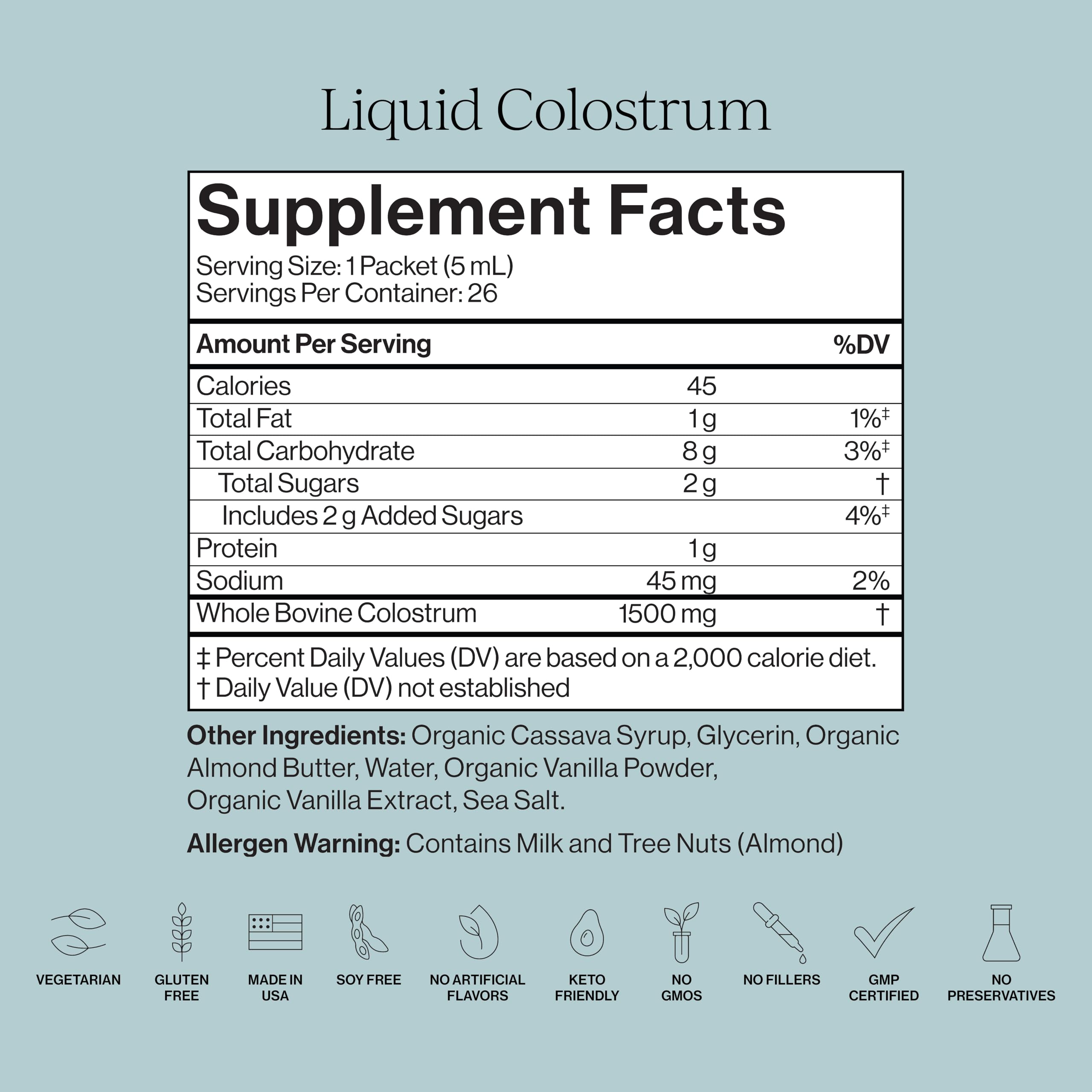 CYMBIOTIKA Liquid Colostrum, 1.5g Full Spectrum Colostrum, Grass-Fed Bovine Colostrum for Gut Health, Immune Support, Skin & Recovery