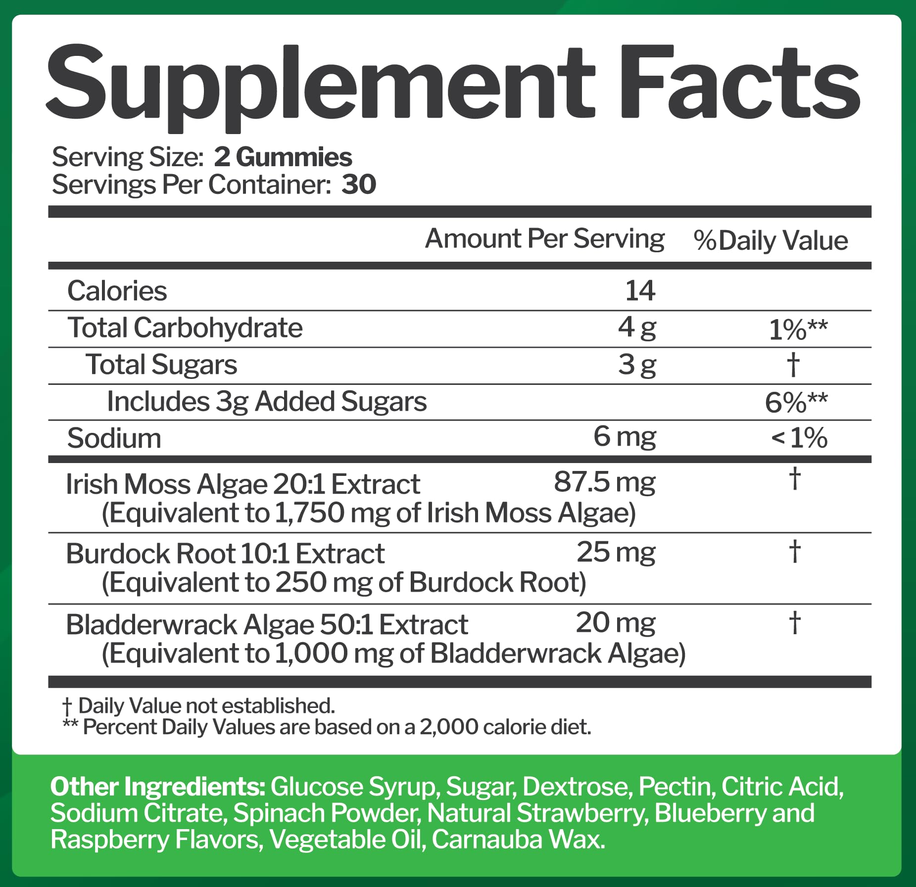 Sea Moss 3000mg Gummies with Bladderwrack and Burdock Root - Natural Irish Sea Moss Superfood for Immune, Thyroid and Detox Support - Extra Strength