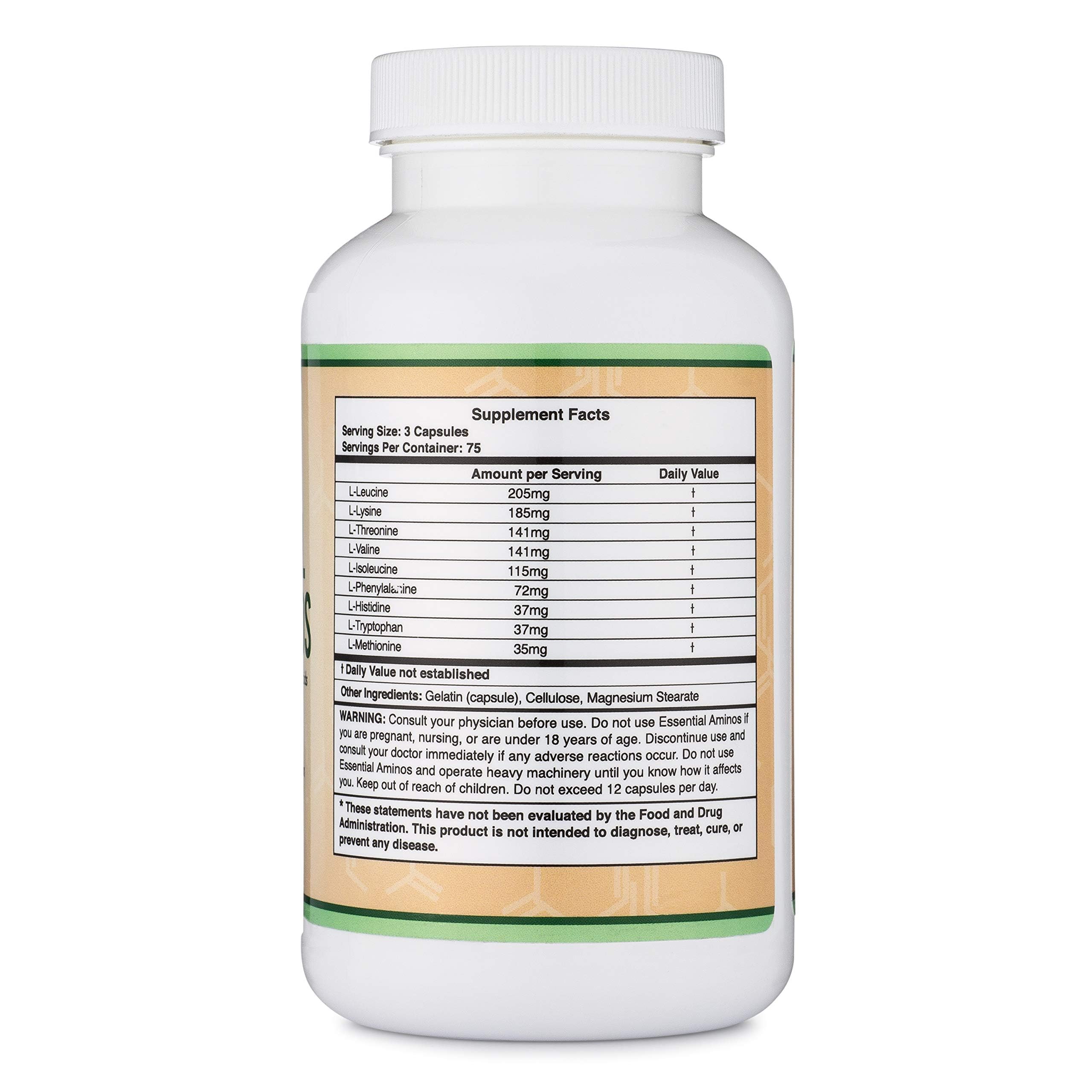 Essential Amino Acids - 1 Gram Per Serving Powder Blend of All 9 Essential Aminos (EAA) and All Branched-Chain Aminos (BCAAs) (Leucine, Isoleucine, Valine) 225 Capsules, Gluten Free by Double Wood Double Wood Supplements buy supplements Au