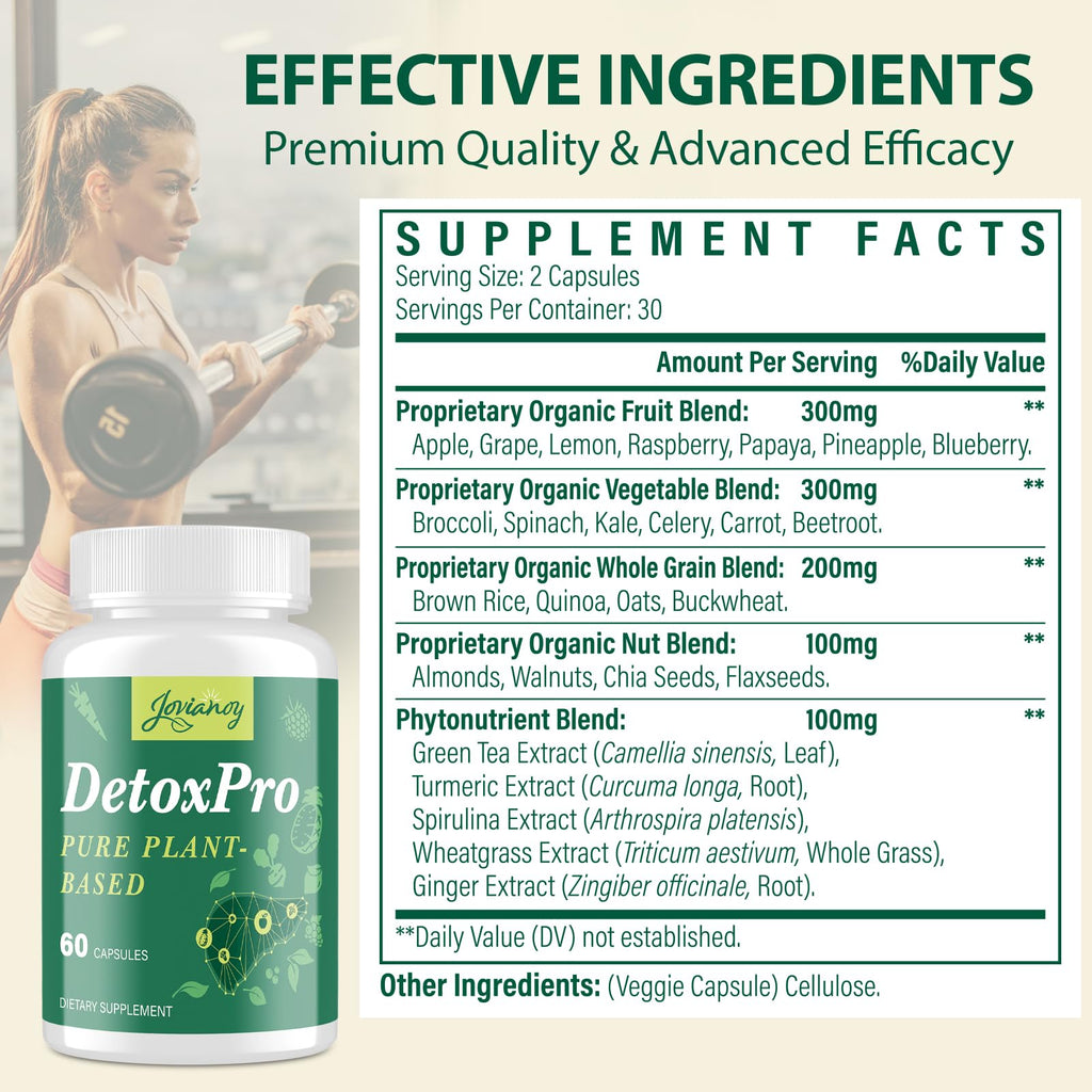 1000 MG Detox & Cleanse Capsules, 26-in-1 Plant-Based Formula for Detoxification, Detox Supplement for Women & Men, Natural Trace Binder, Liver,