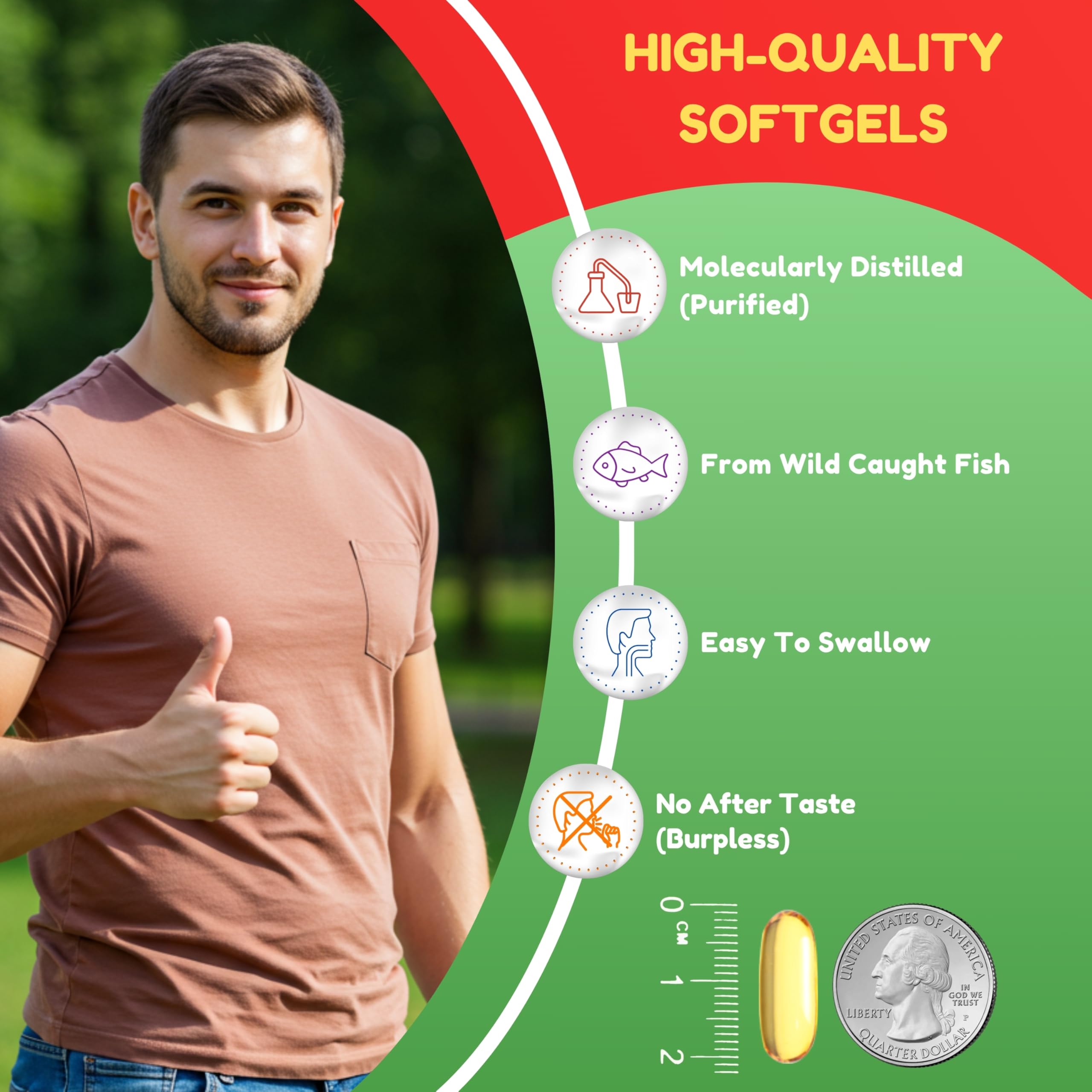 Halal Omega 3 Fish Oil 2000mg - 60 Servings, 120 Softgels. Wild Caught, Purified, Keto Friendly, Non-GMO & Gluten-Free. Brain, Heart & Cardiovascular Support.