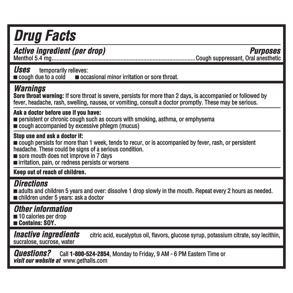 HALLS Cough and Throat Relief Mentho-Lyptus Cough Drops, Value Pack, 80 Drops