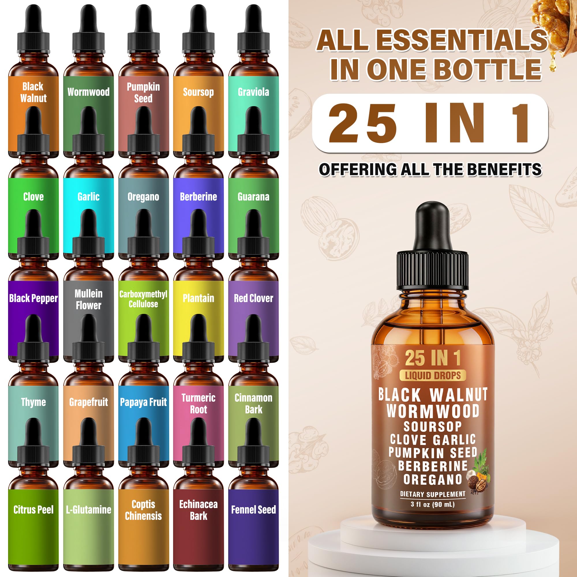 Royavita 25-in-1 Liposomal Wormwood Black Walnut Clove Parasite Cleanse with Clove, Garlic, Pumpkin Seed, Oregano & Berberine – 98% Absorption for Superior