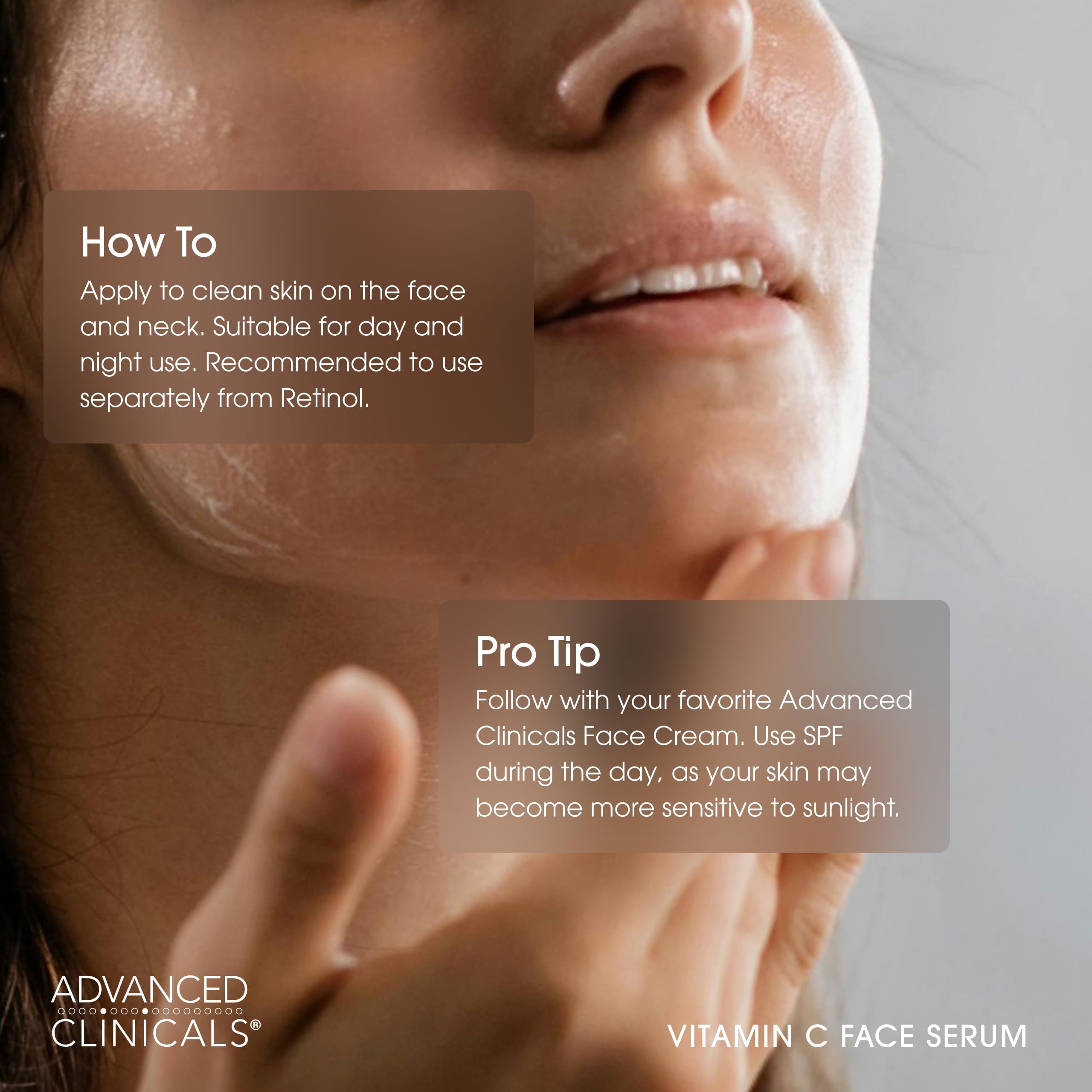 Advanced Clinicals Brightening Vitamin C Serum For Face With Glycolic Acid + Lactic Acid | Vitamin C Eye Serum Face Moisturizer For Improving