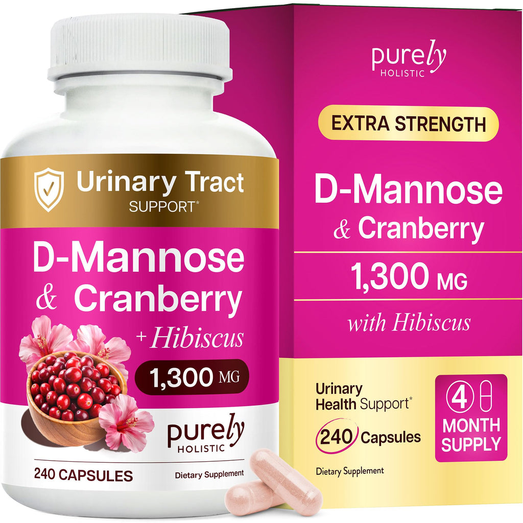 D Mannose with Cranberry | Drug-Free Urinary Tract Health Support | Evidence-Based DMannose 1300mg for Urinary & Bladder Health for Women | D Mannose Supplements for Women & Men | Non-GMO | 240 Ct