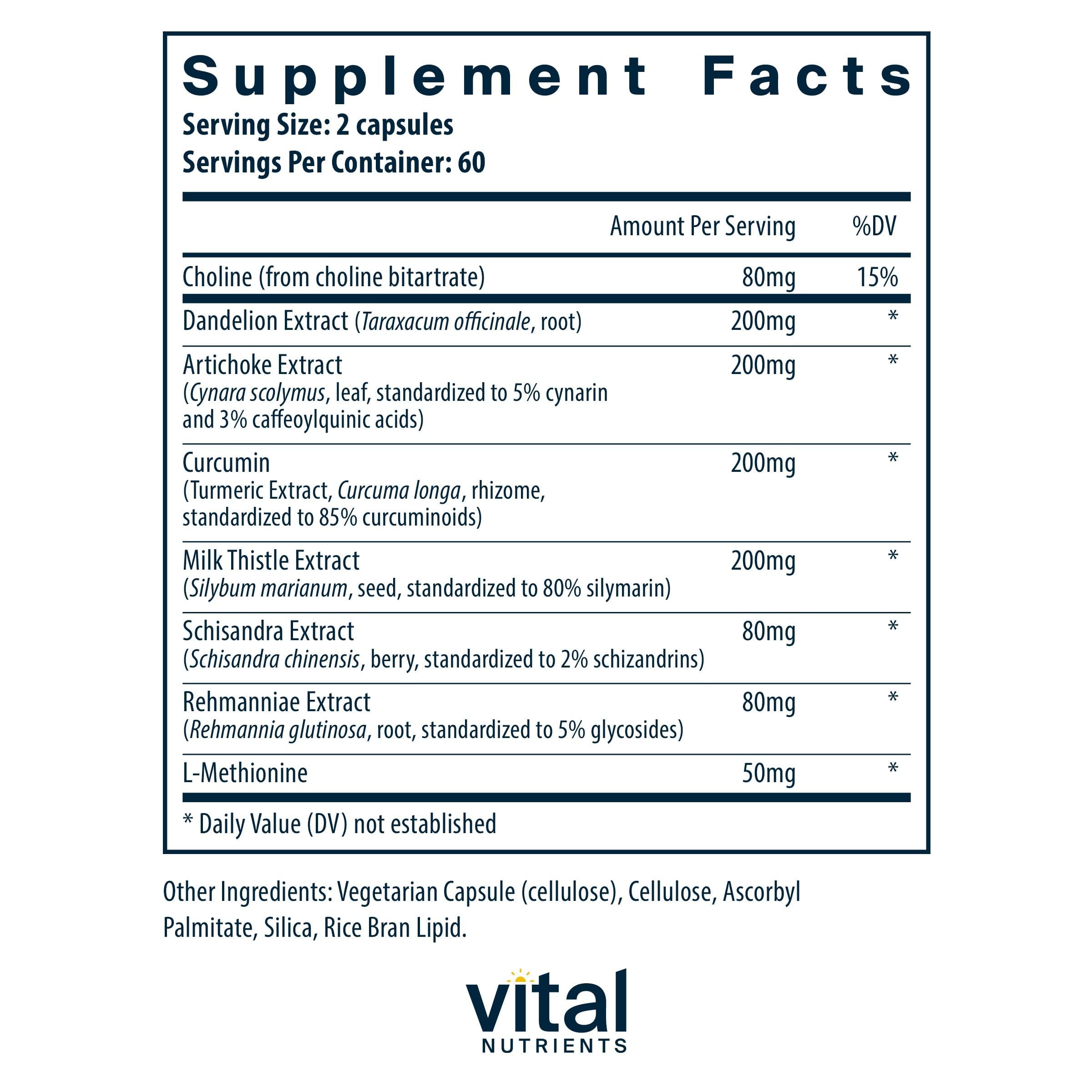 Vital Nutrients Liver Support Milk Thistle and Curcumin - Vegan Supplement - Herbal Combination to Support Healthy Liver Function