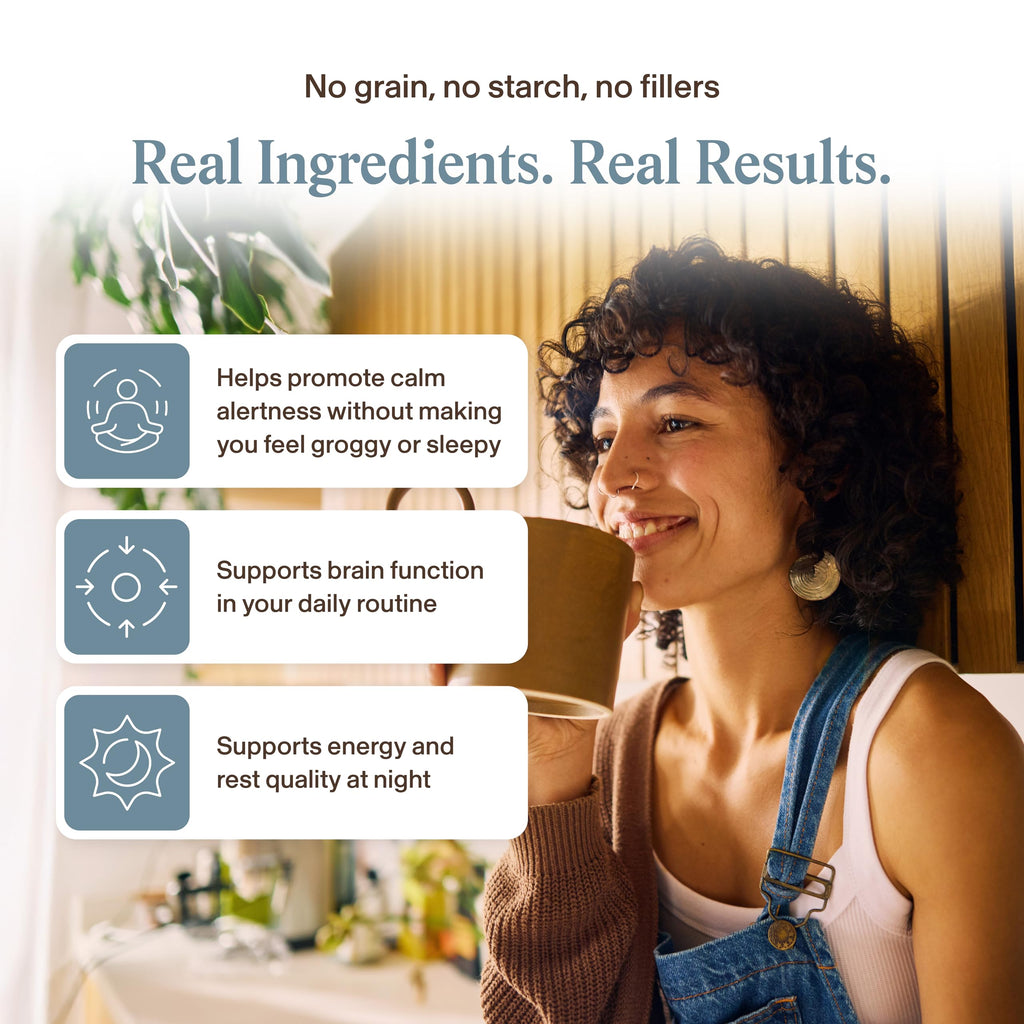 Real Mushrooms Calm Lions Mane Capsules (90 Count) – 400mg Organic Lions Mane Fruiting Body Extracts, 200mg Organic Reishi, 200mg AlphaWave L-Theanine for Calm Clarity & Relaxed Alertness, 90ct